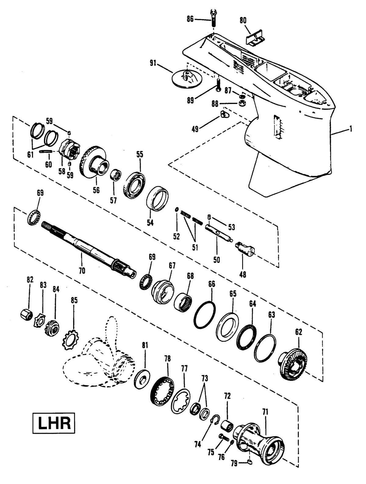 RACE OUTBOARD XR-2 MAGNUM GEAR HOUSING (PROPELLER SHAFT) LHR