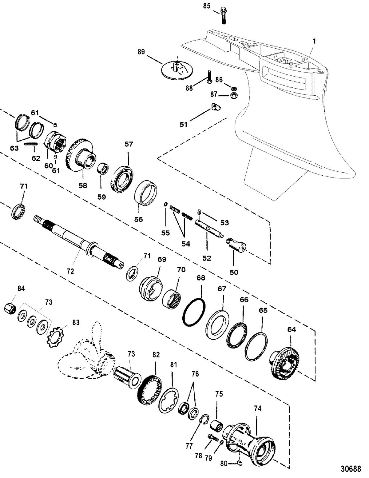 RACE OUTBOARD 200XS DFI (2.5L) GEAR HOUSING(PROP SHAFT)(COUNTER ROTATION)(SPORTMASTER)