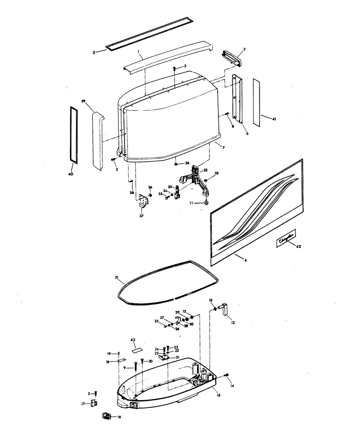 CHRYSLER 100 H.P. ENGINE COVER AND SUPPORT PLATE