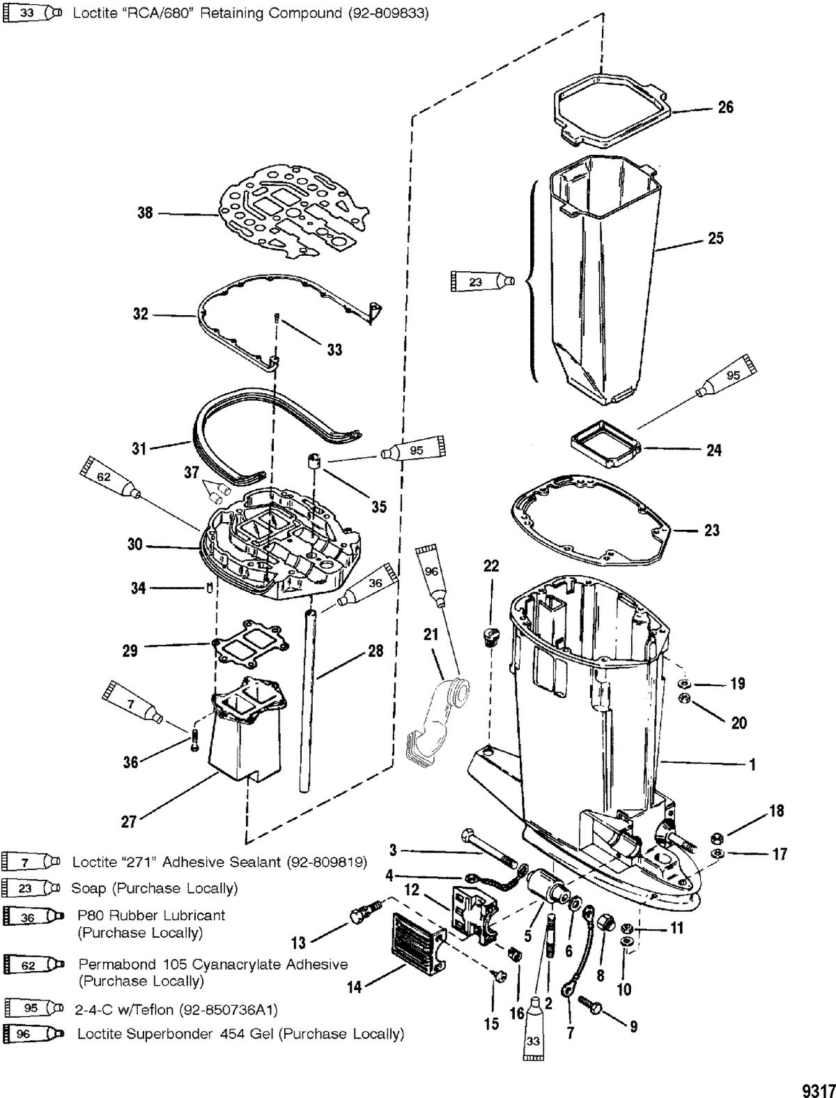 MERCURY/MARINER 135/150 DFI (2.5L) Driveshaft Housing and Exhaust Tube