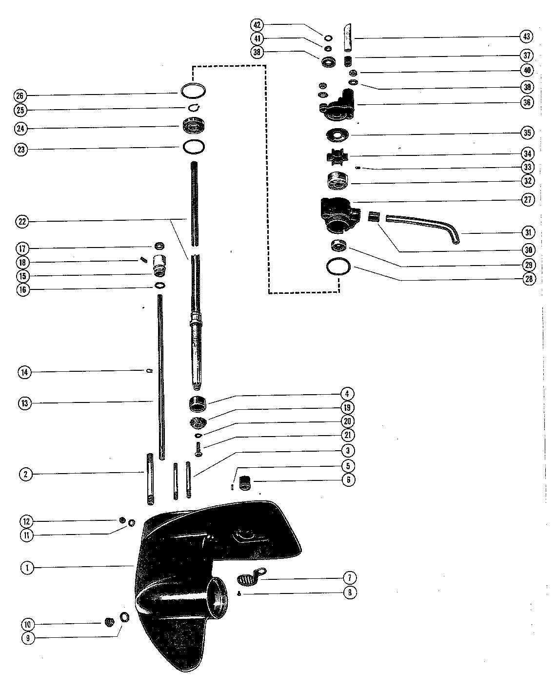 MERCURY 39/40 HP GEAR HOUSING (DRIVE SHAFT) (PAGE 2)