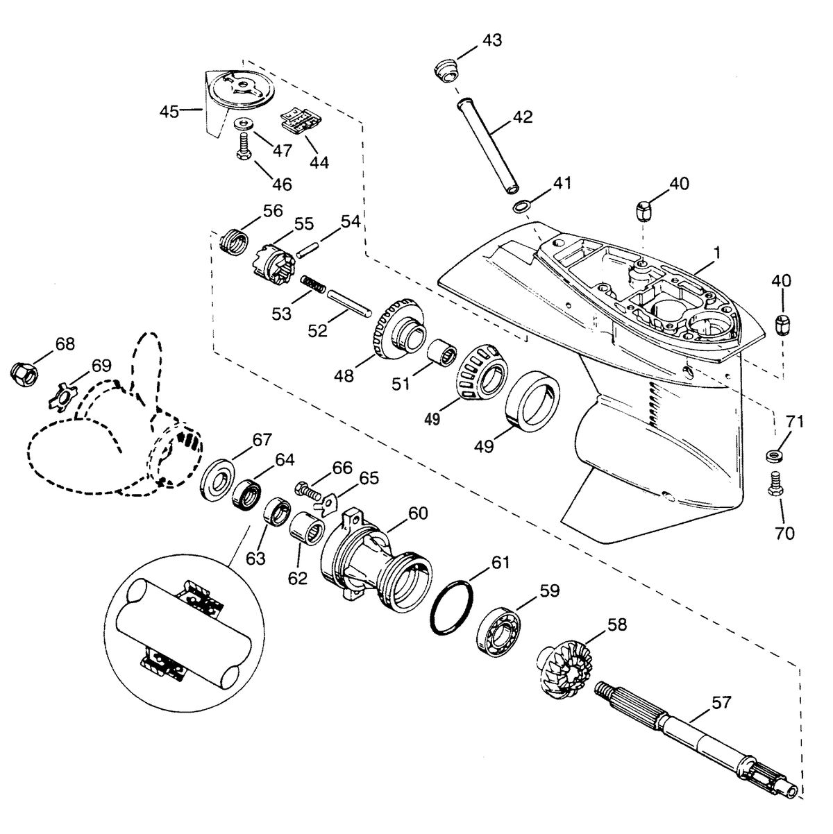 FORCE 40/50 H.P. GEAR HOUSING (PROPELLER SHAFT)