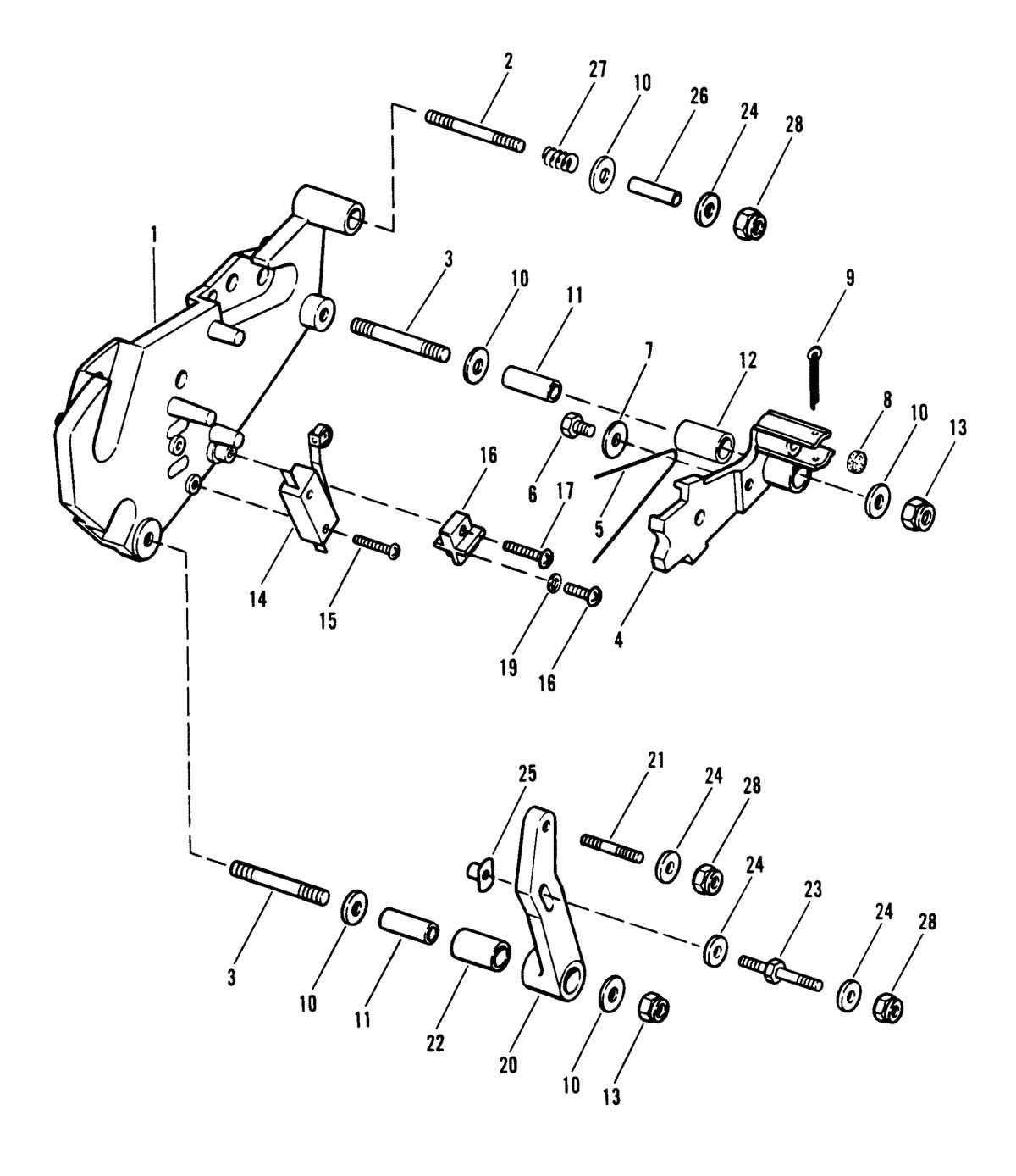 MERCRUISER 454 MAGNUM ALPHA ONE ENGINE SHIFT BRACKET(OLD DESIGN)