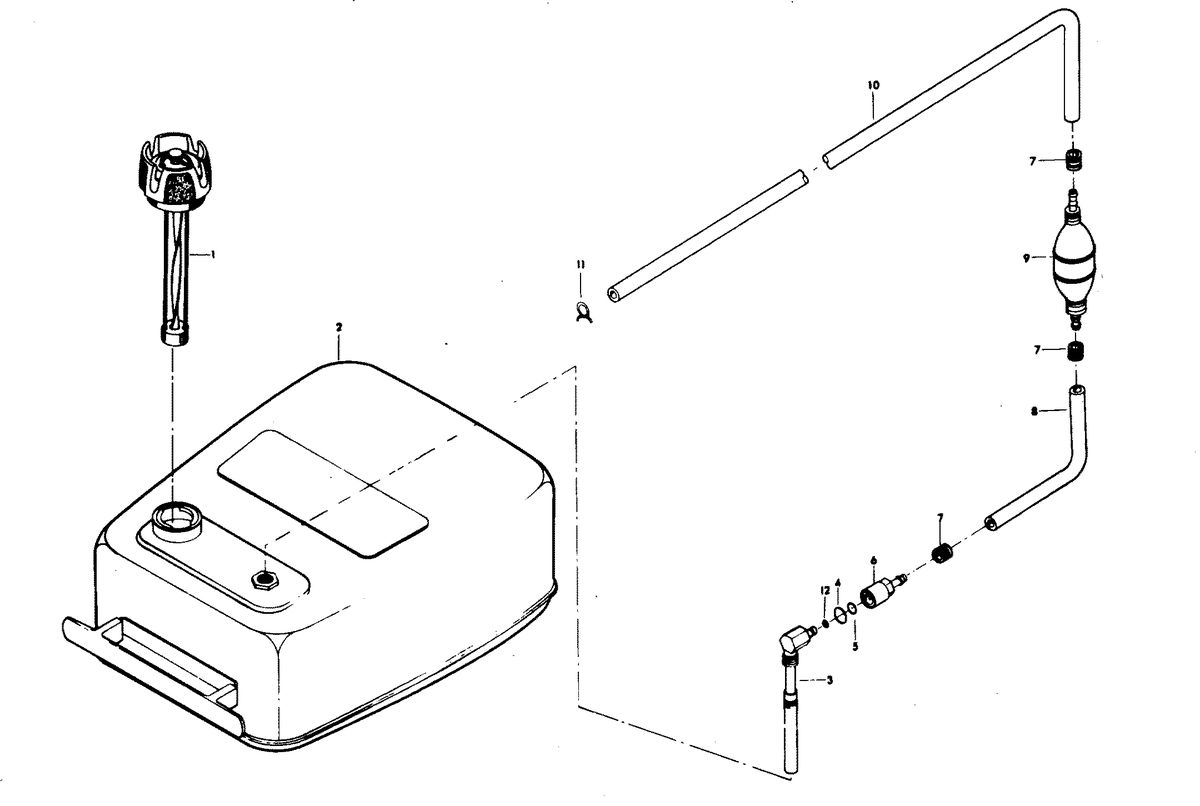 CHRYSLER 75 H.P. FUEL TANK AND LINE