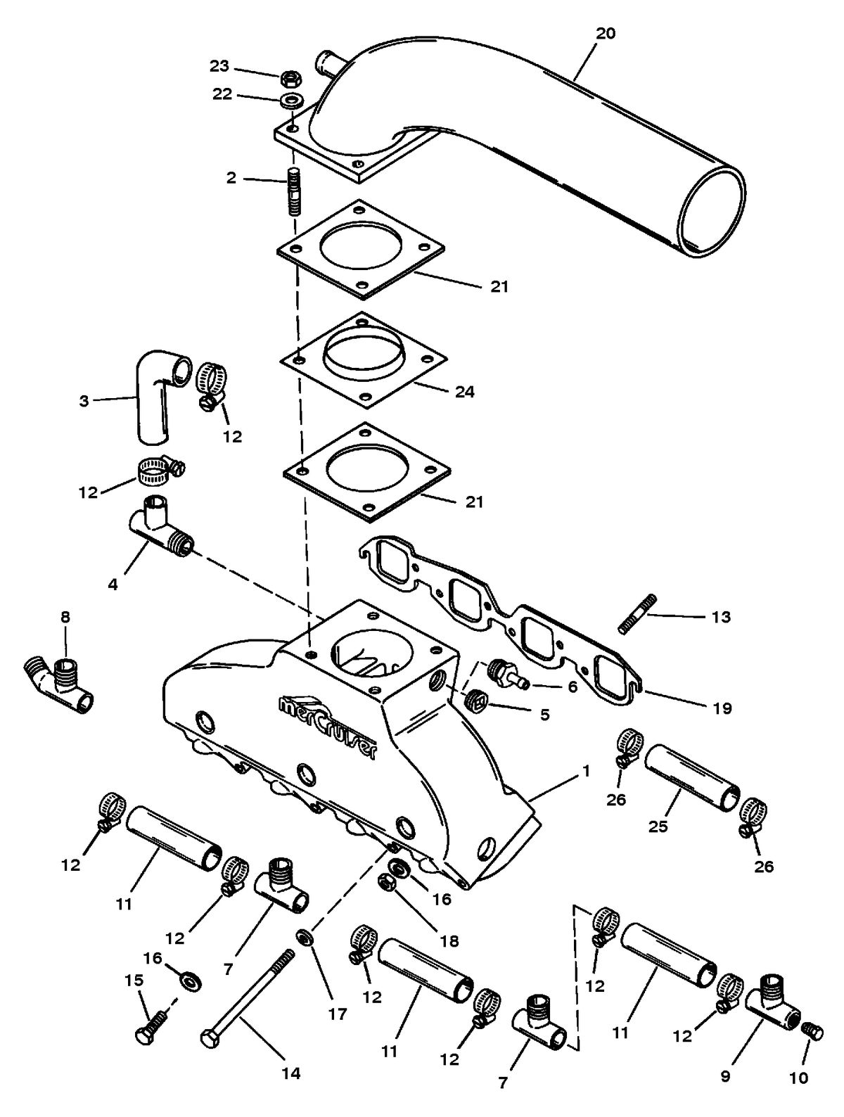 RACE STERNDRIVE 525 H.P. ENGINE EXHAUST MANIFOLD/ELBOW