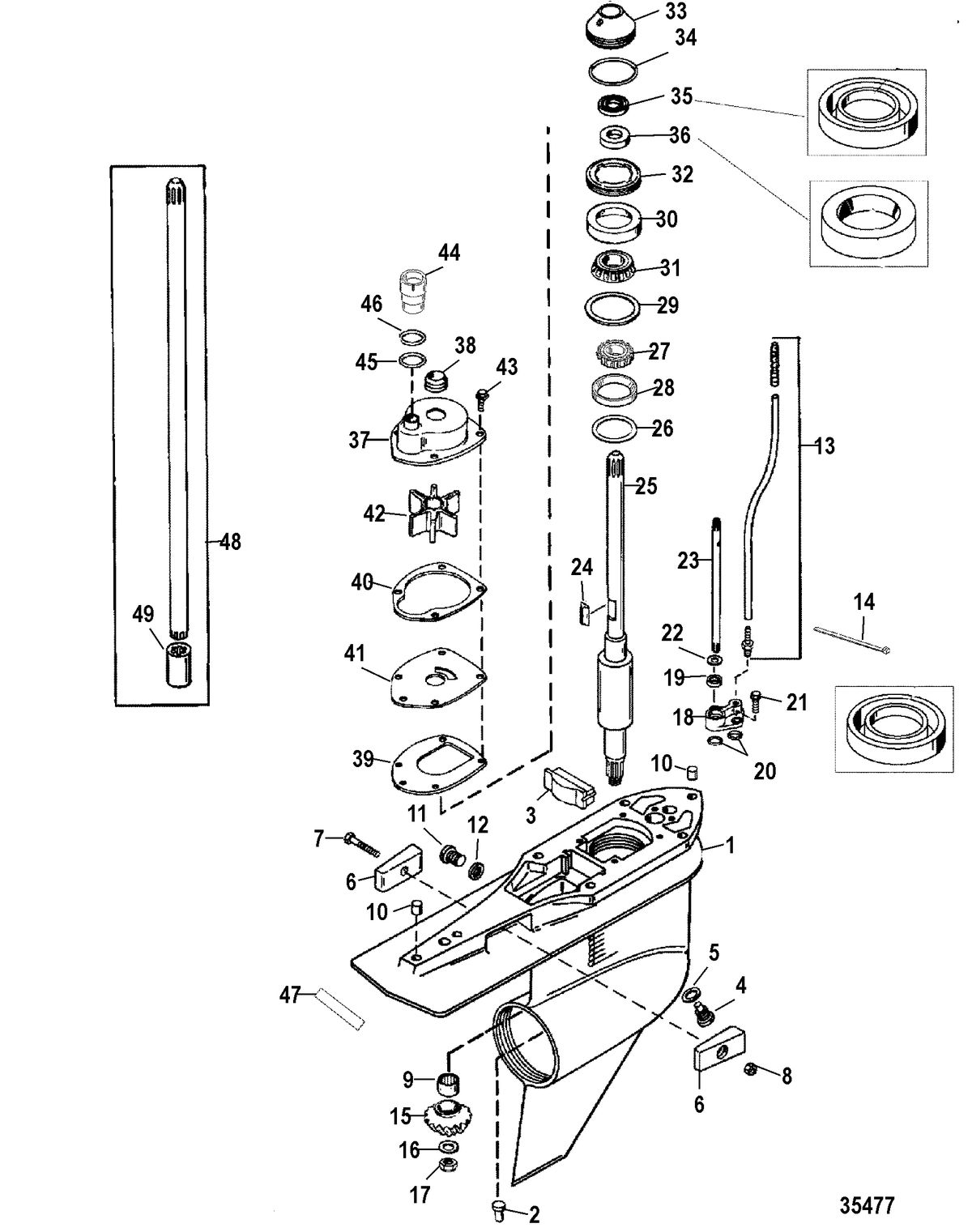 RACE OUTBOARD 300 PROMAX/SUPER MAGNUM (3.0L) Gear Housing, Driveshaft-Counter-FleetMaster