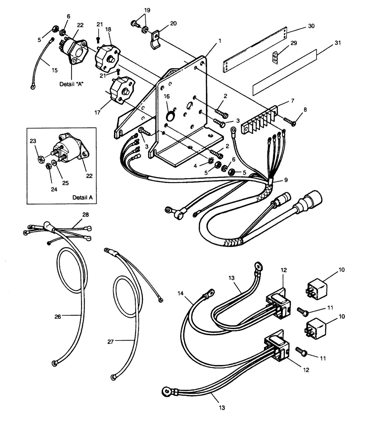 FORCE FORCE 1991 120 H.P "B" MODEL L-DRIVE TRIM PUMP BRACKET AND RELAYS