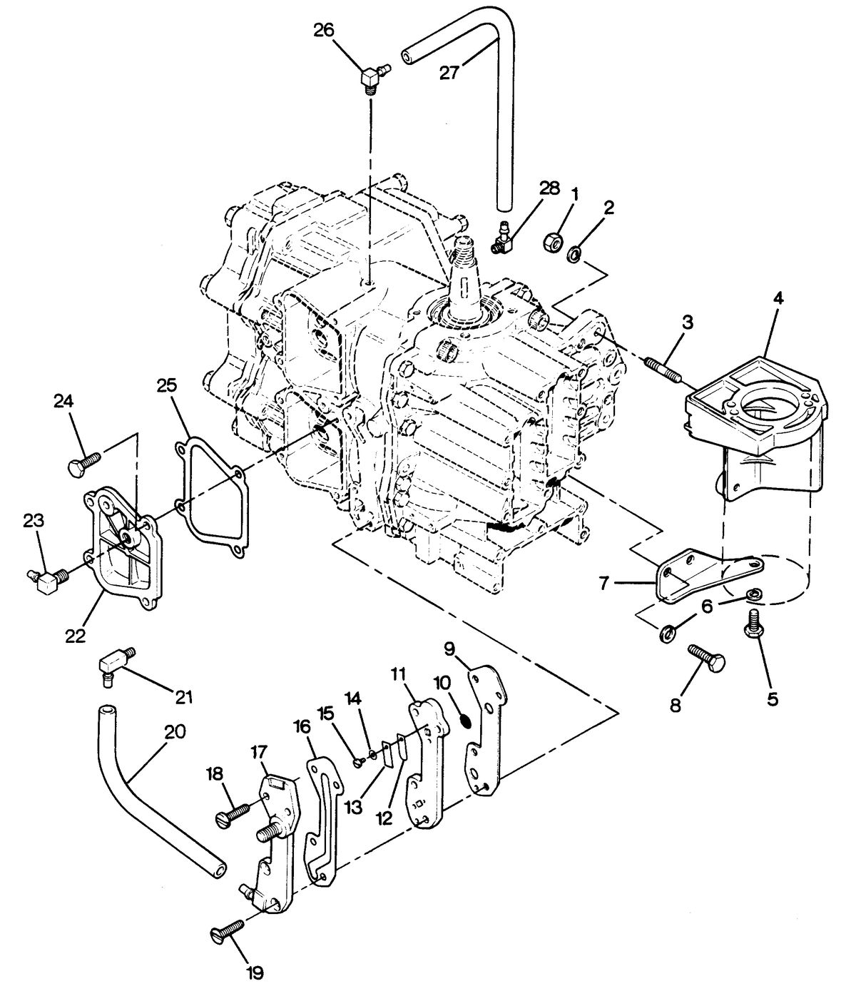 FORCE FORCE 1988 50 H.P. "A" MODELS RECIRCULATION SYSTEM AND STARTER BRACKETS