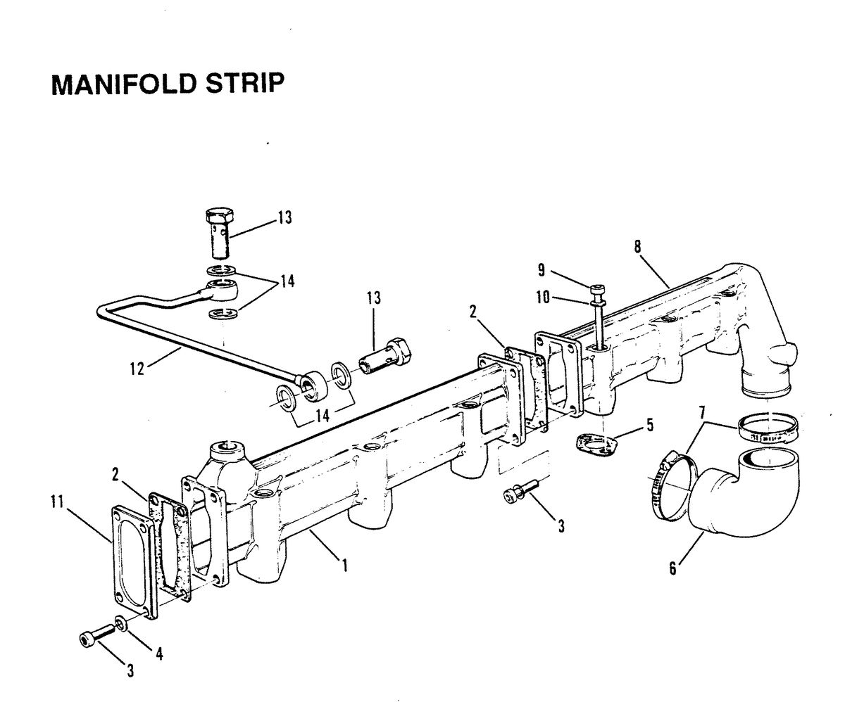 MERCRUISER D-254 TURBO ACDIESEL ENGINE STERN DRIVE/INBOARD MANIFOLD STRIP