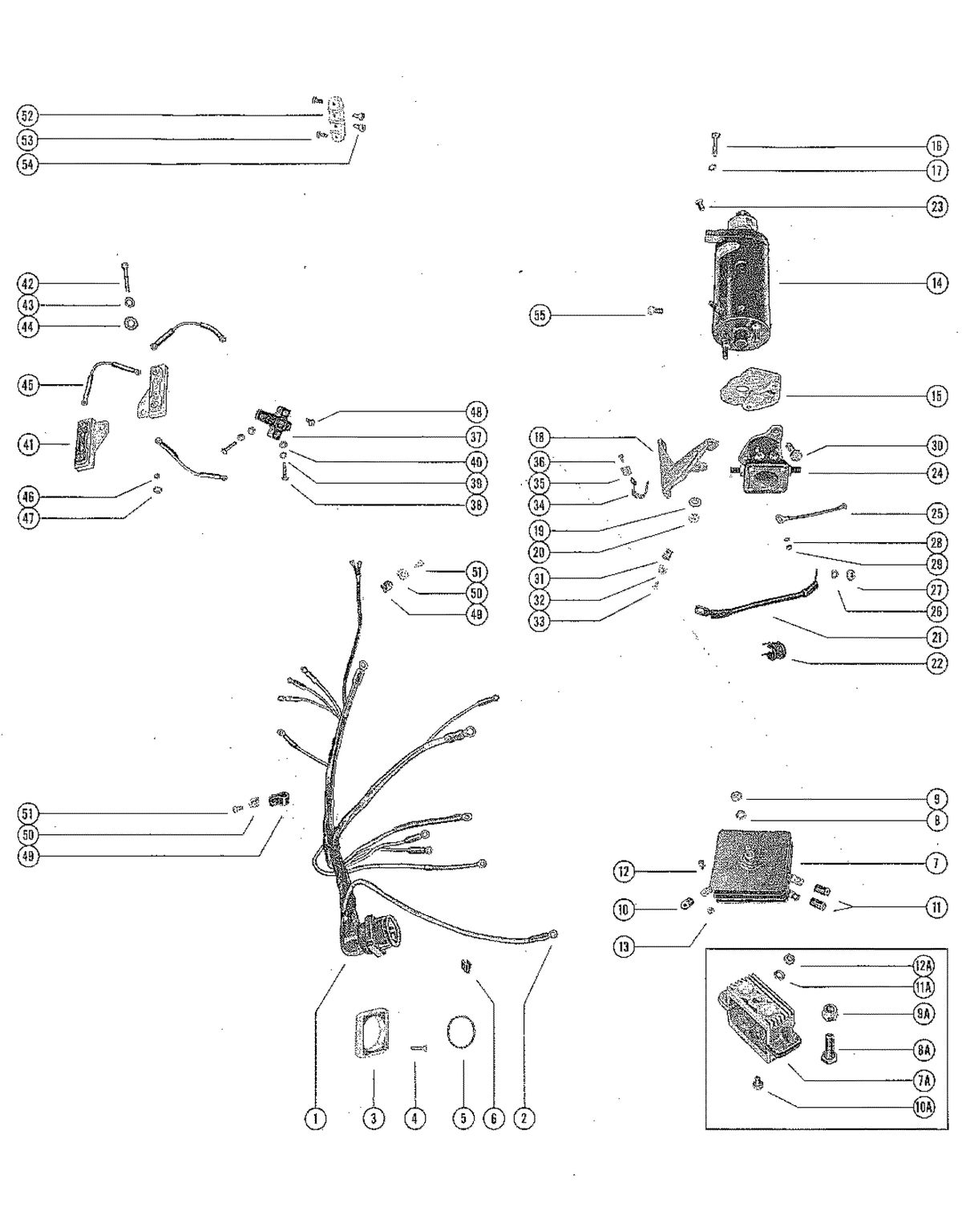 MERCURY MERC 850E STARTER MOTOR, STARTER SOLENOID, RECTIFIER AND WIRING HARNES