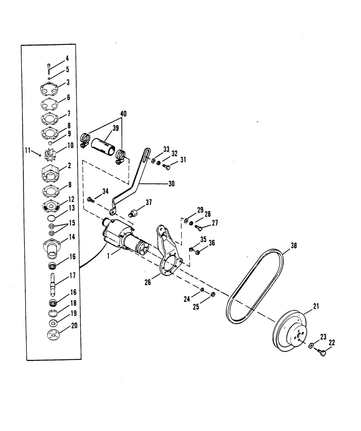 MERCRUISER 300 TEMPEST (MR/TR) ENGINE SEA WATER PUMP ASSEMBLY (TR)