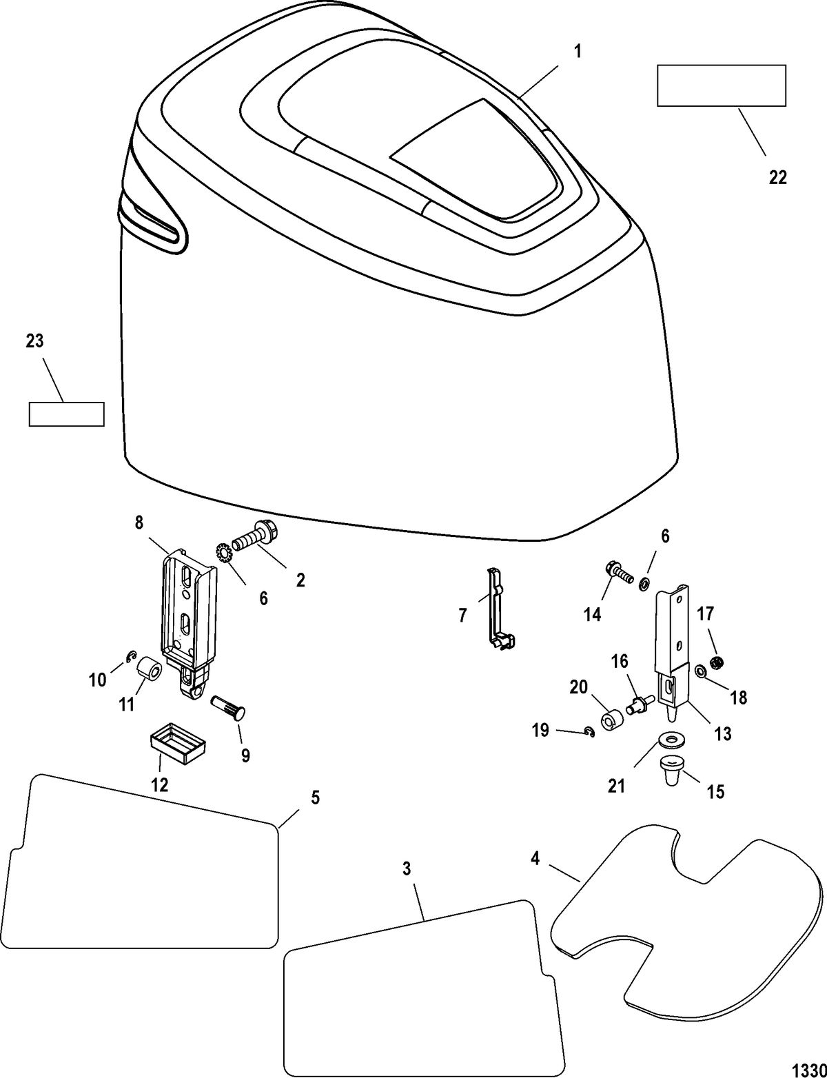 MERCURY/MARINER 200/225 DFI (3.0L) TOP COWL