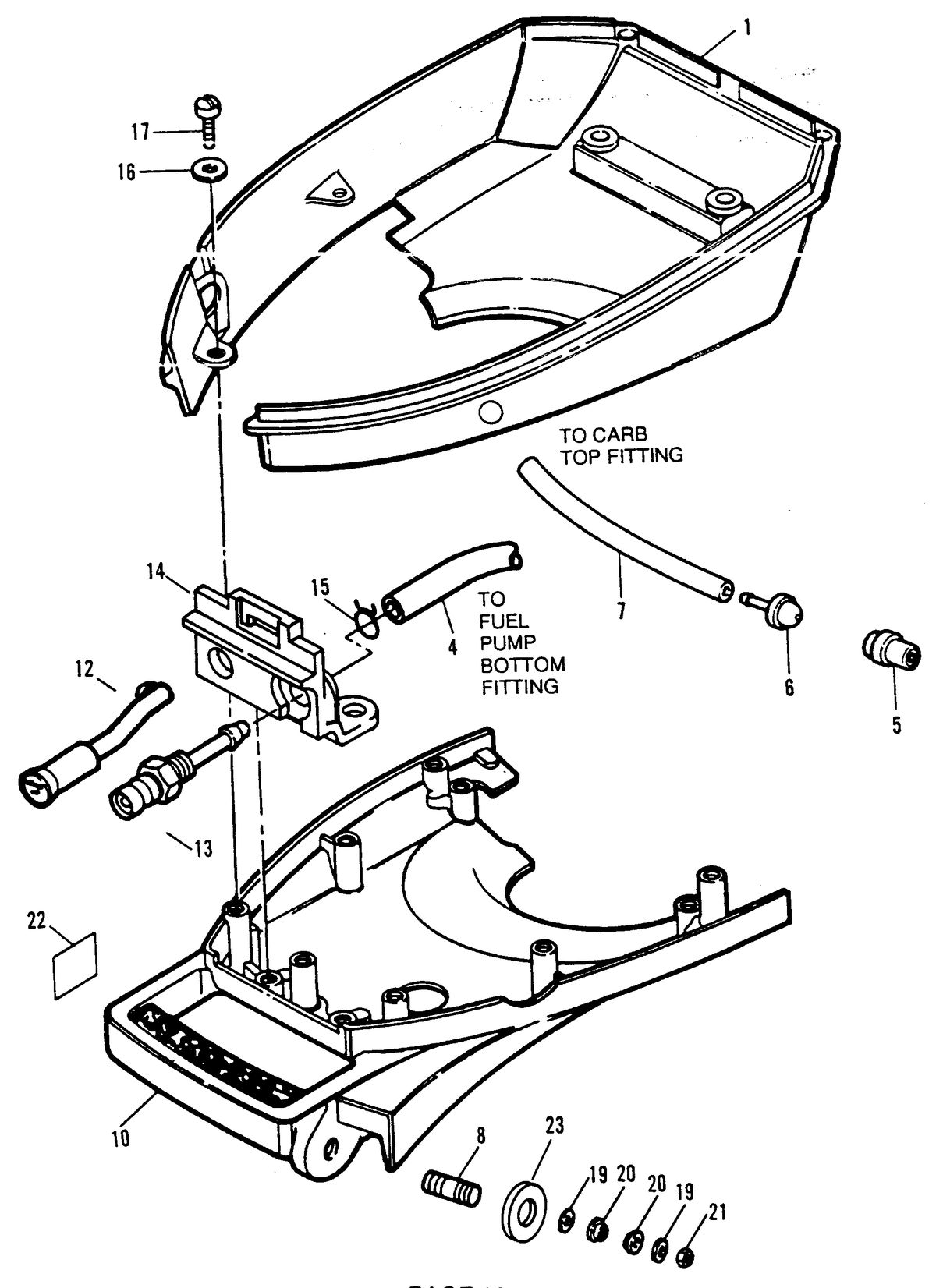 SEARS GAMEFISHER 5 H.P. BOTTOM COWL AND SUPPORT PLATE