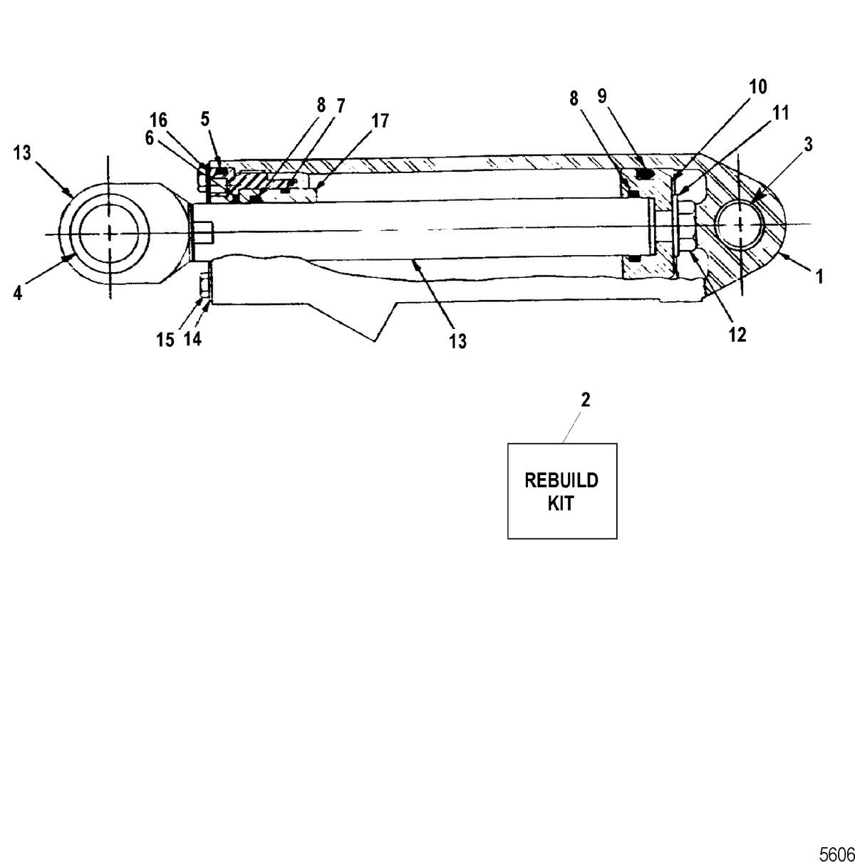 RACE STERNDRIVE SSM/DRY SUMP DRIVES AND TRANSOMS Steering Cylinder Assembly