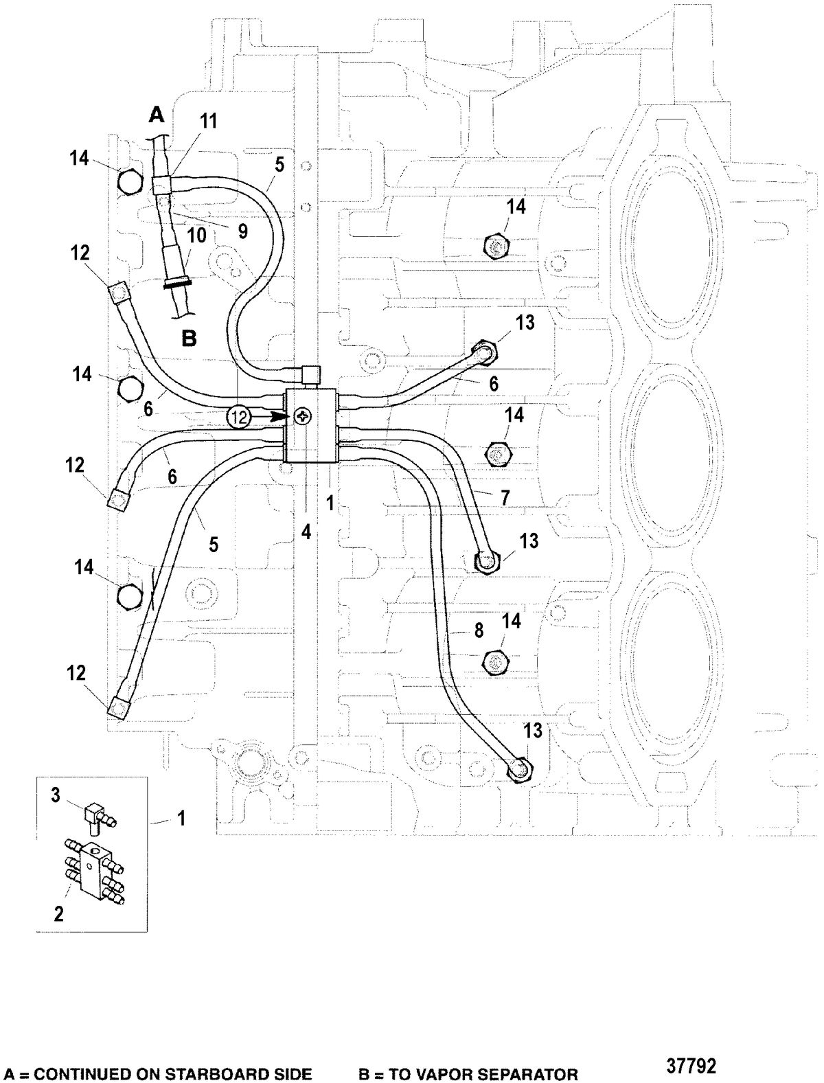 MERCURY/MARINER 225/250 EFI (3.0L) BLEED SYSTEM(PORT)(S/N-0G437999 AND BELOW)