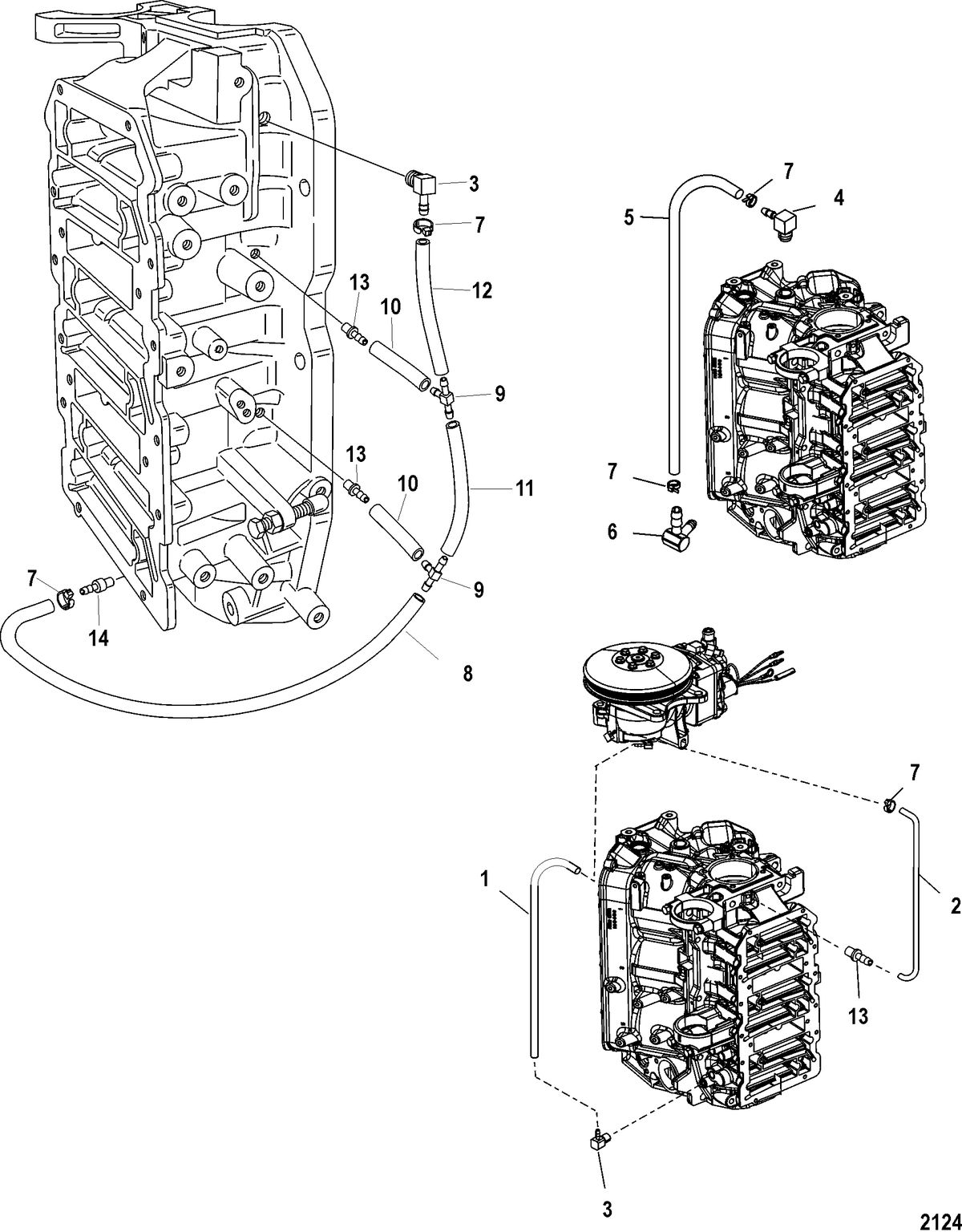 MERCURY/MARINER 135/150/175 DFI (2.5L) Oil Lines