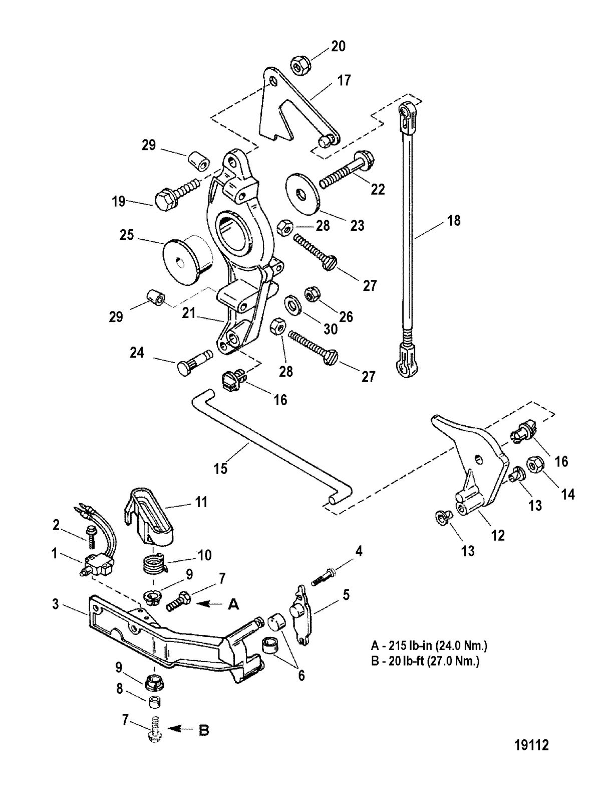 MERCURY/MARINER 225/250 EFI (3.0L) ANCHOR BRACKET/THROTTLE LINKAGE