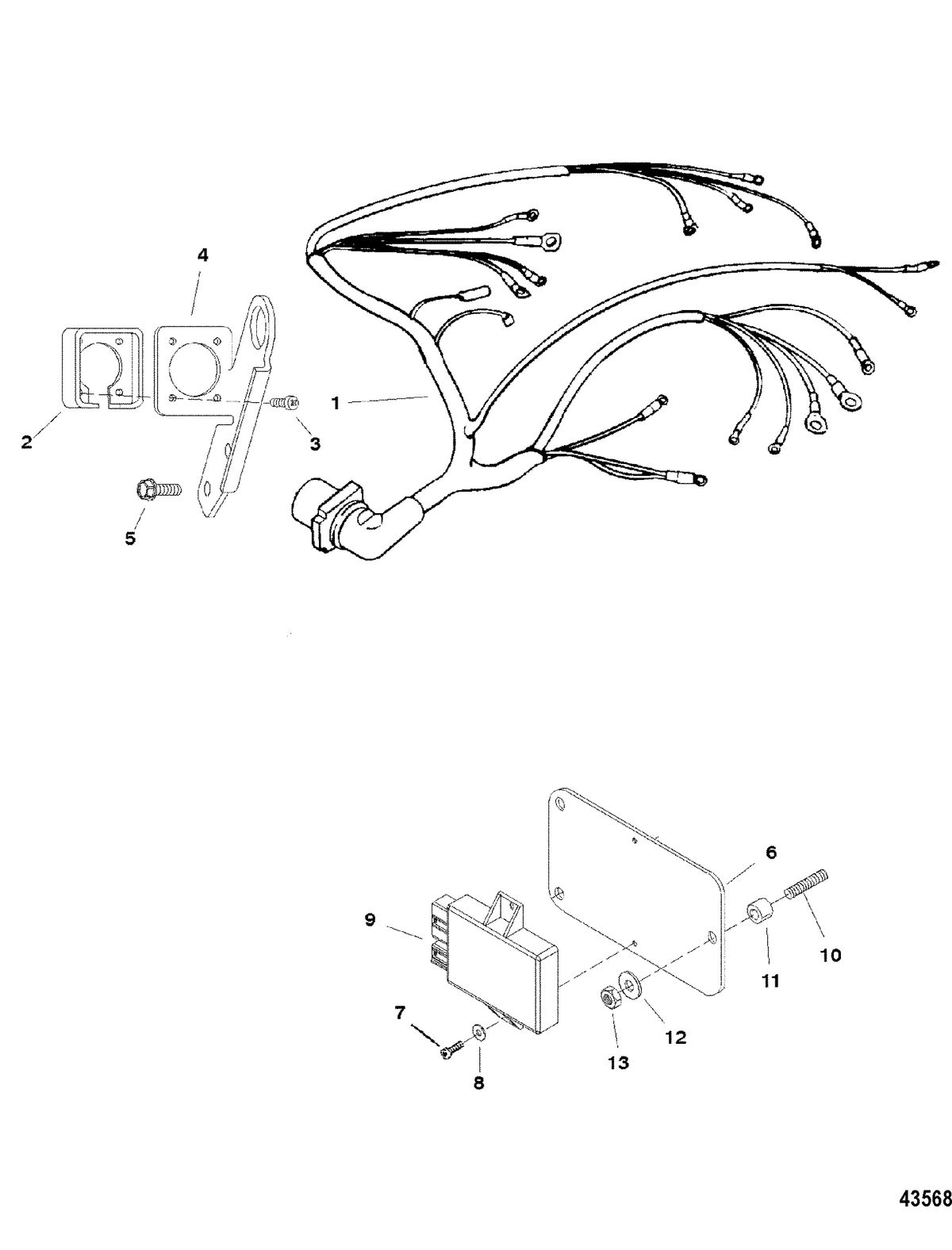 MERCRUISER 4.3L ALPHA 4V Wiring Harness And Electrical Components