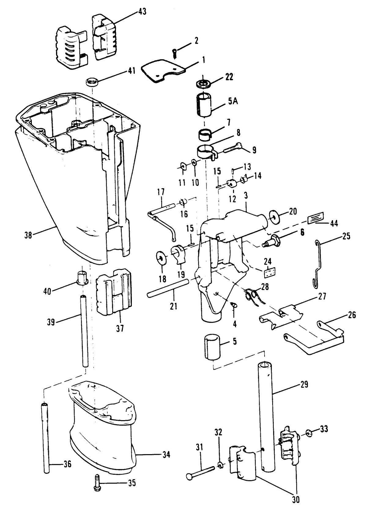 SEARS GAMEFISHER 15 H.P. SWIVEL BRACKET AND DRIVESHAFT HOUSING