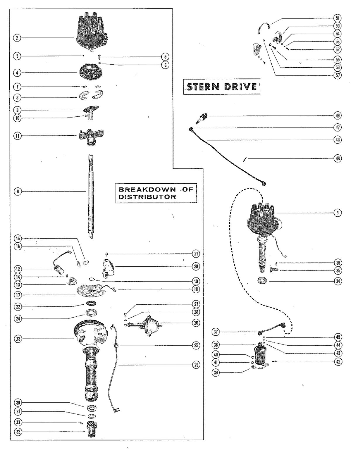 MERCRUISER 225 ENGINE (STERN DRIVE AND INBOARD) DISTRIBUTOR ASSEMBLY AND COIL (STERN DRIVE)