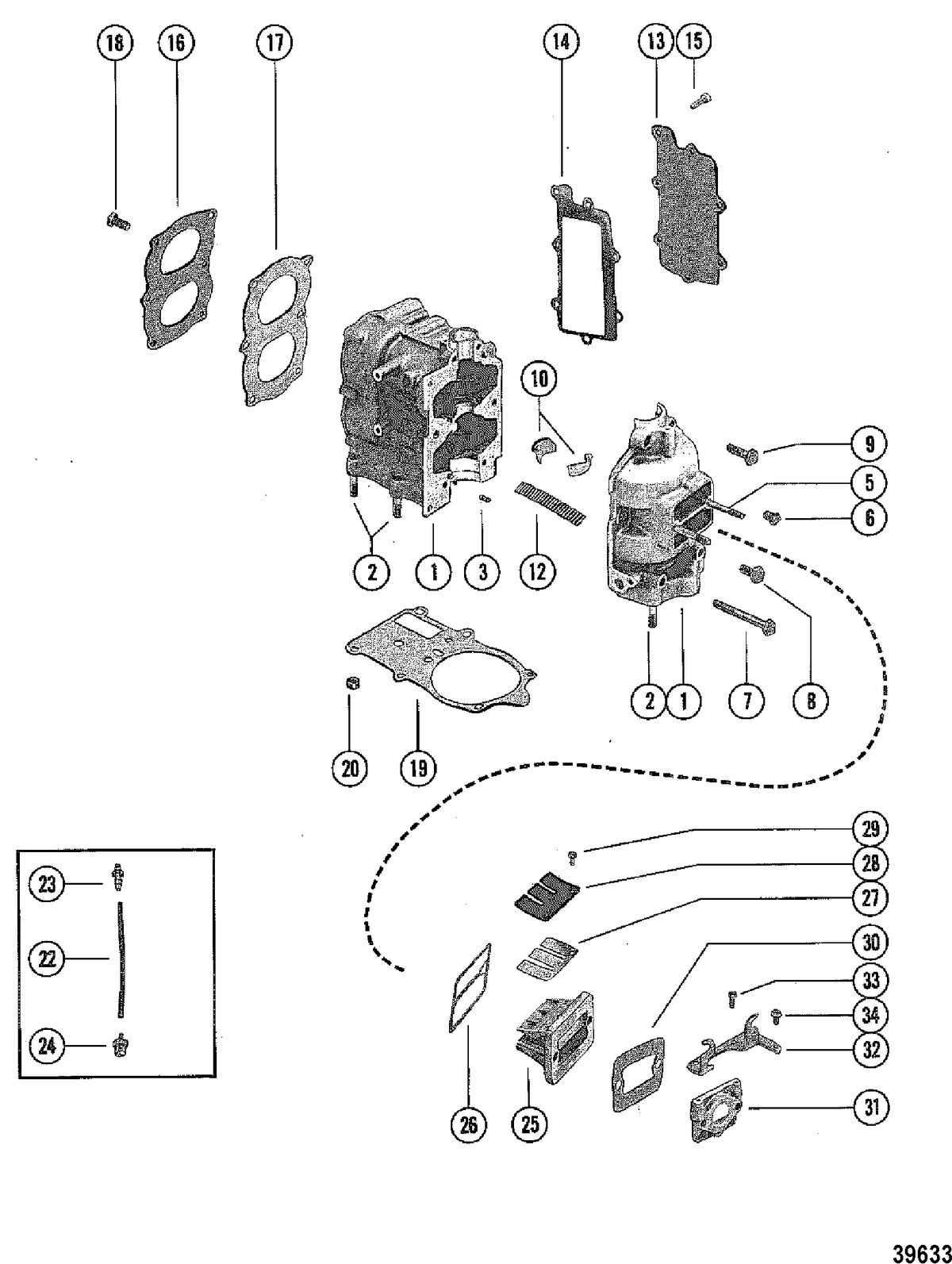 MERCURY 4 HP CYLINDER BLOCK AND CRANKCASE ASSEMBLY