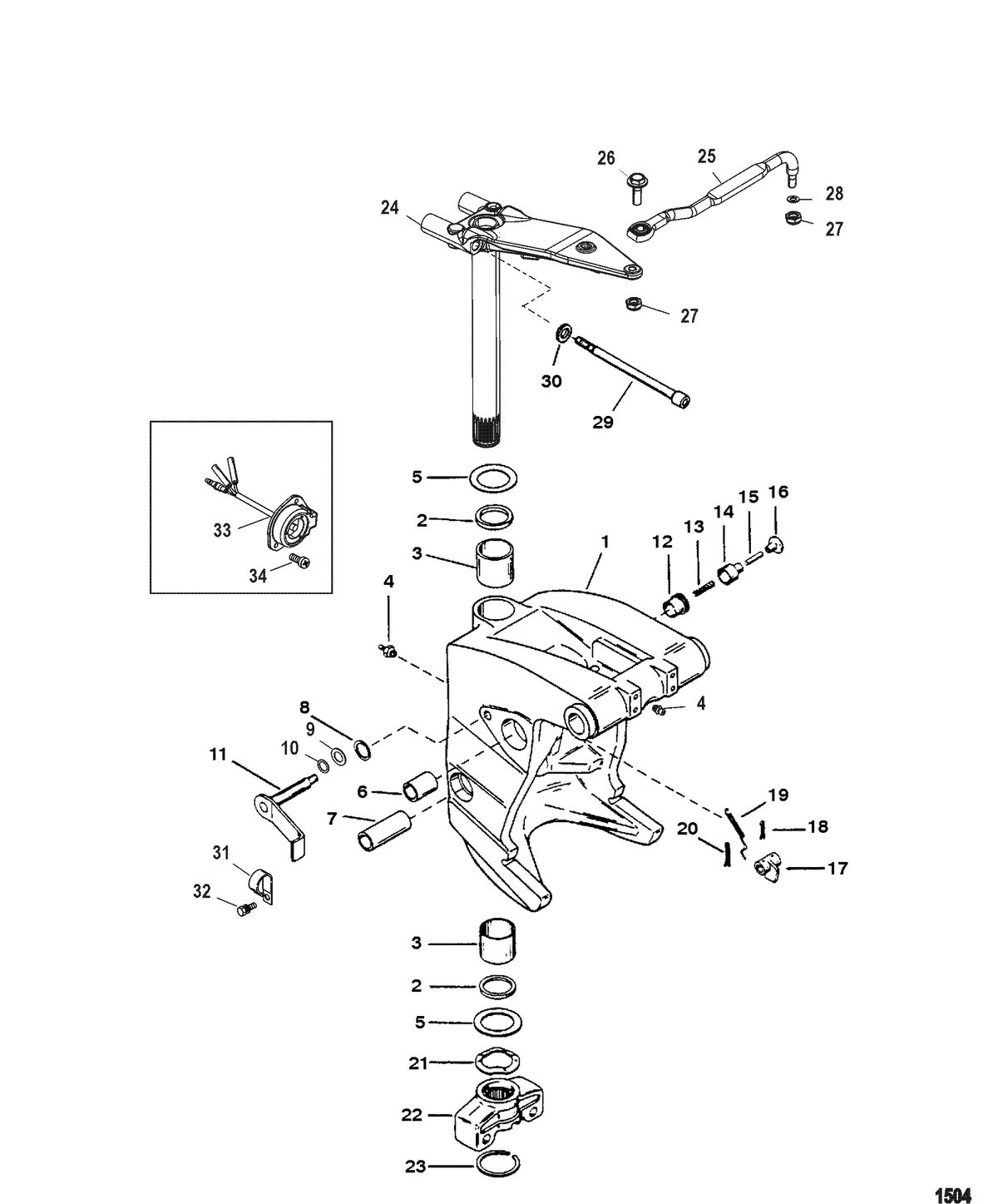 RACE OUTBOARD 2.5L/2.5L OFFSHORE EFI Swivel Bracket and Steering Arm