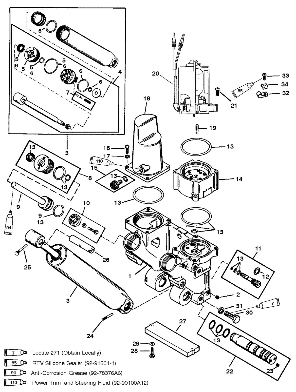 MERCURY/MARINER 200 DFI 3.0L POWER TRIM COMPONENTS