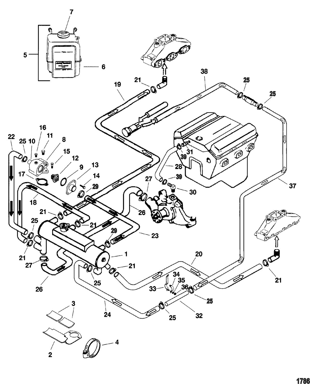 MERCRUISER 4.3L ALPHA/BRAVO (262 CID - GEN +) Closed Cooling System