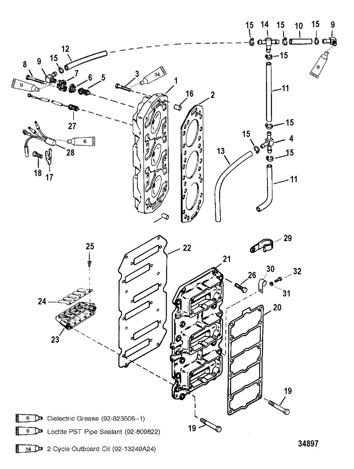 RACE OUTBOARD 200 EFI PROMAX/SUPERMAGNUM Reed Block and Cylinder Head