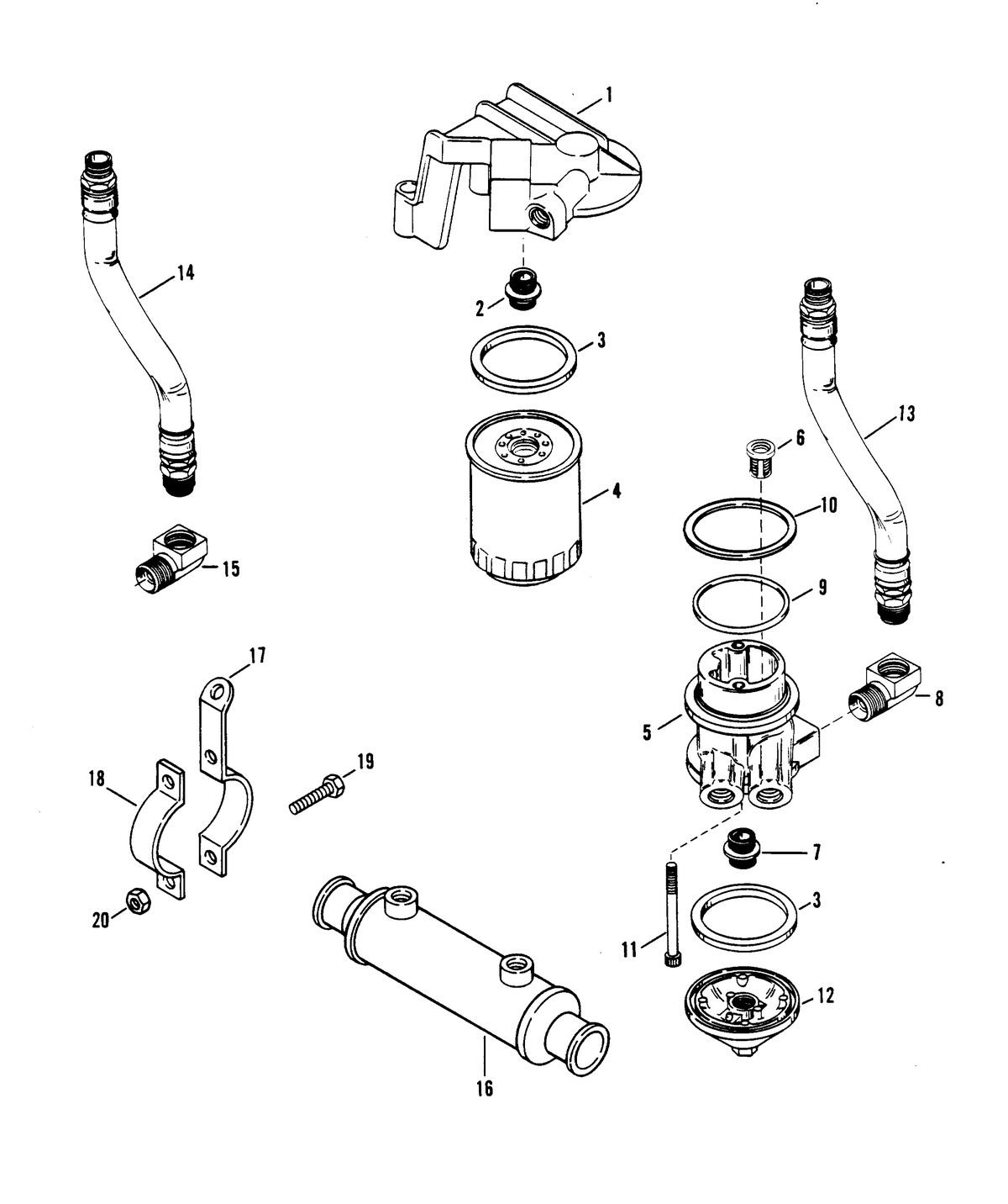 MERCRUISER 300 TEMPEST (MR/TR) ENGINE OIL FILTER AND ADAPTOR