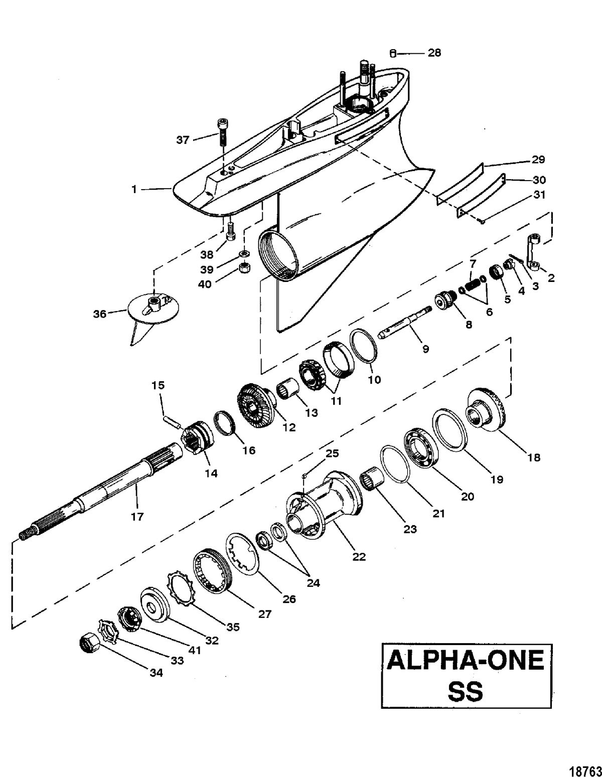 MERCRUISER ALPHA-ONE SS, II SSM, III, III SSM, IIIA SSM, IV SSM, V SSM GEAR HOUSING ASSY(PROPSHAFT) (ALPHA ONE-SS)