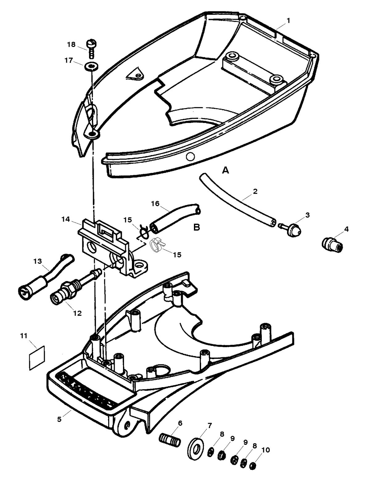 FORCE 5 H.P. BOTTOM COWL AND SUPPORT PLATE
