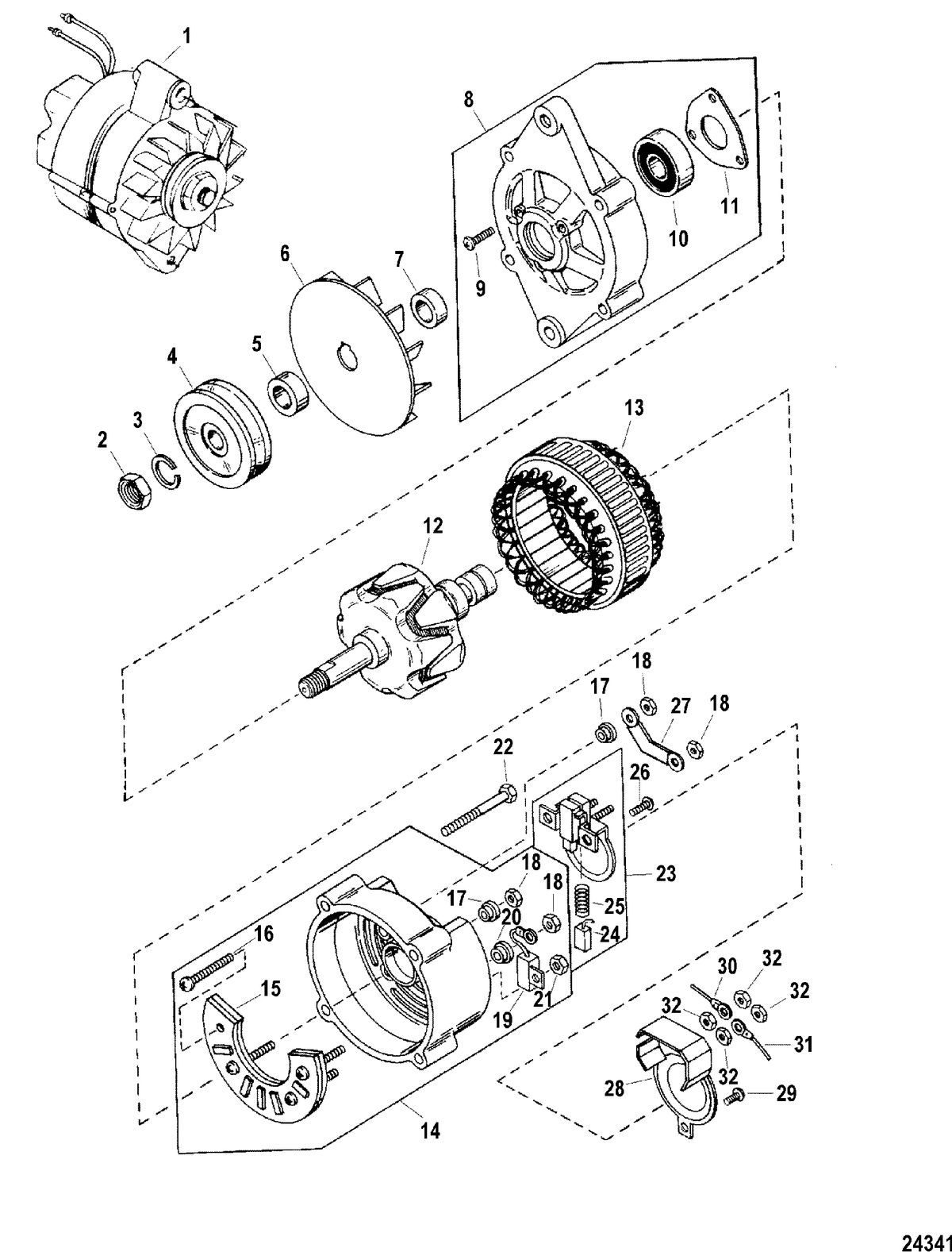 RACE STERNDRIVE 500 BULLDOG Alternator Assembly(Mando # AC-155603)