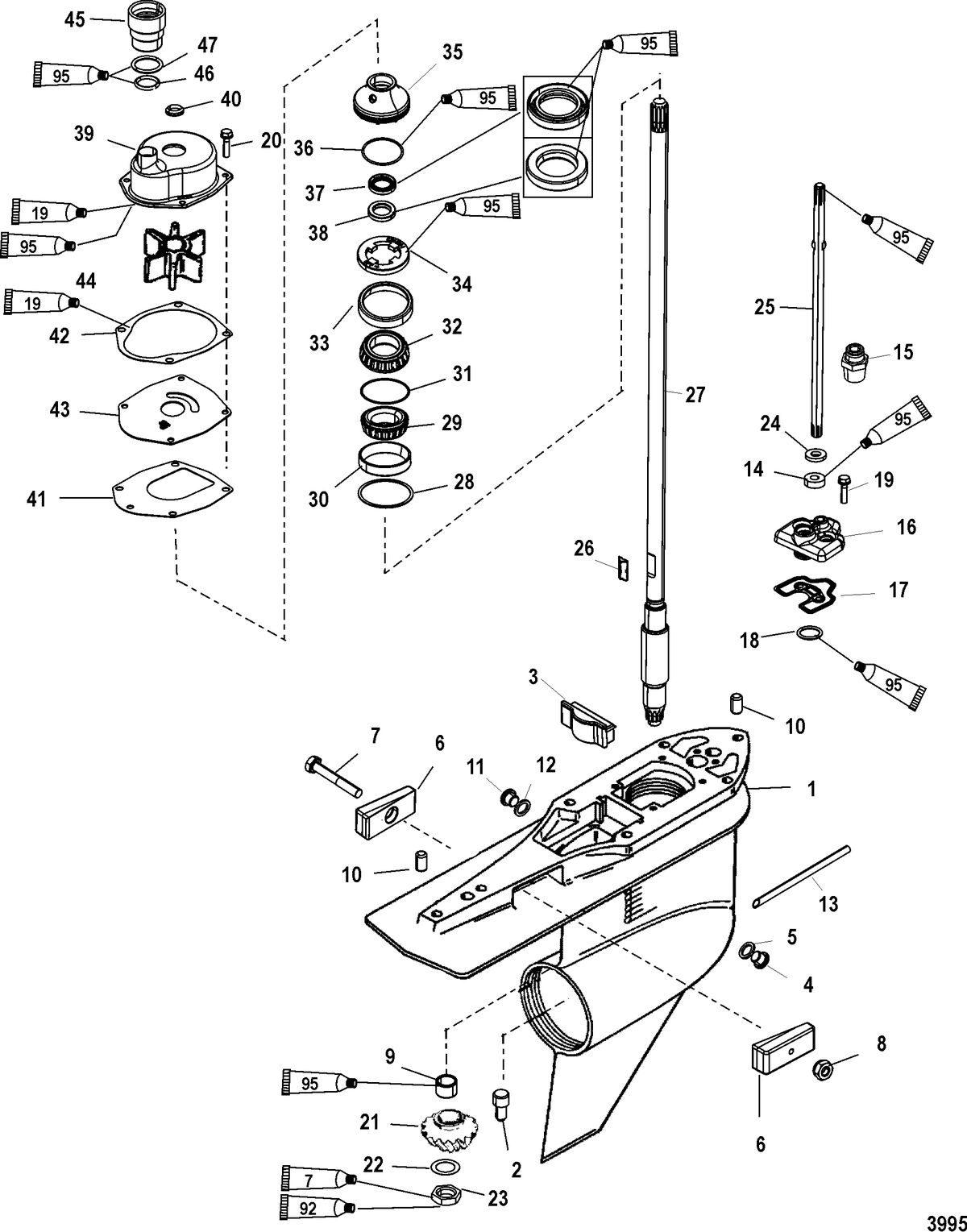 RACE OUTBOARD JP 3.0L DFI Gear Housing, Driveshaft-Standard/Counter-FleetMaster