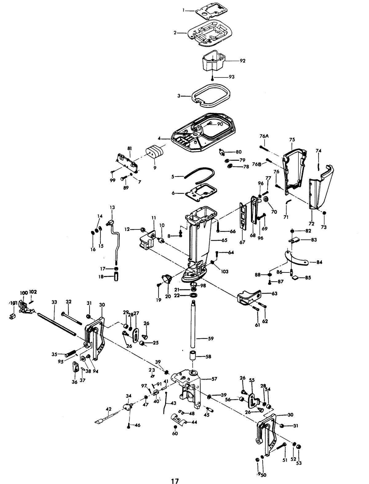CHRYSLER 35 H.P. MOTOR LEG