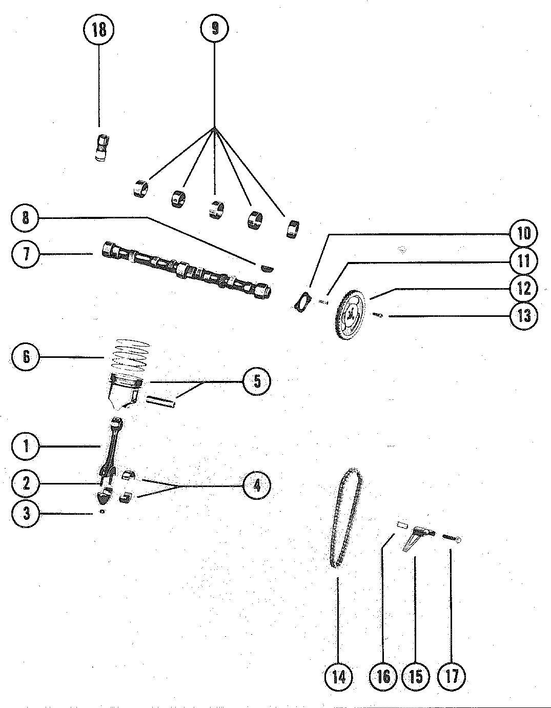 MERCRUISER 485 ENGINE CAMSHAFT AND PISTON ASSEMBLY