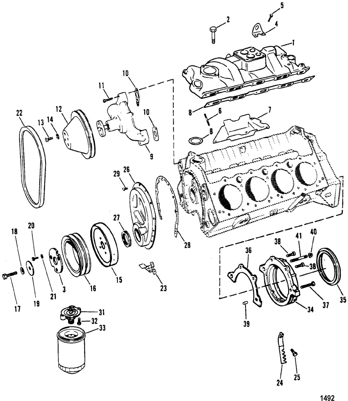 MERCRUISER 5.7L COMPETITION SKI ENGINE Intake Manifold & Front Cover(Design I) Stamped