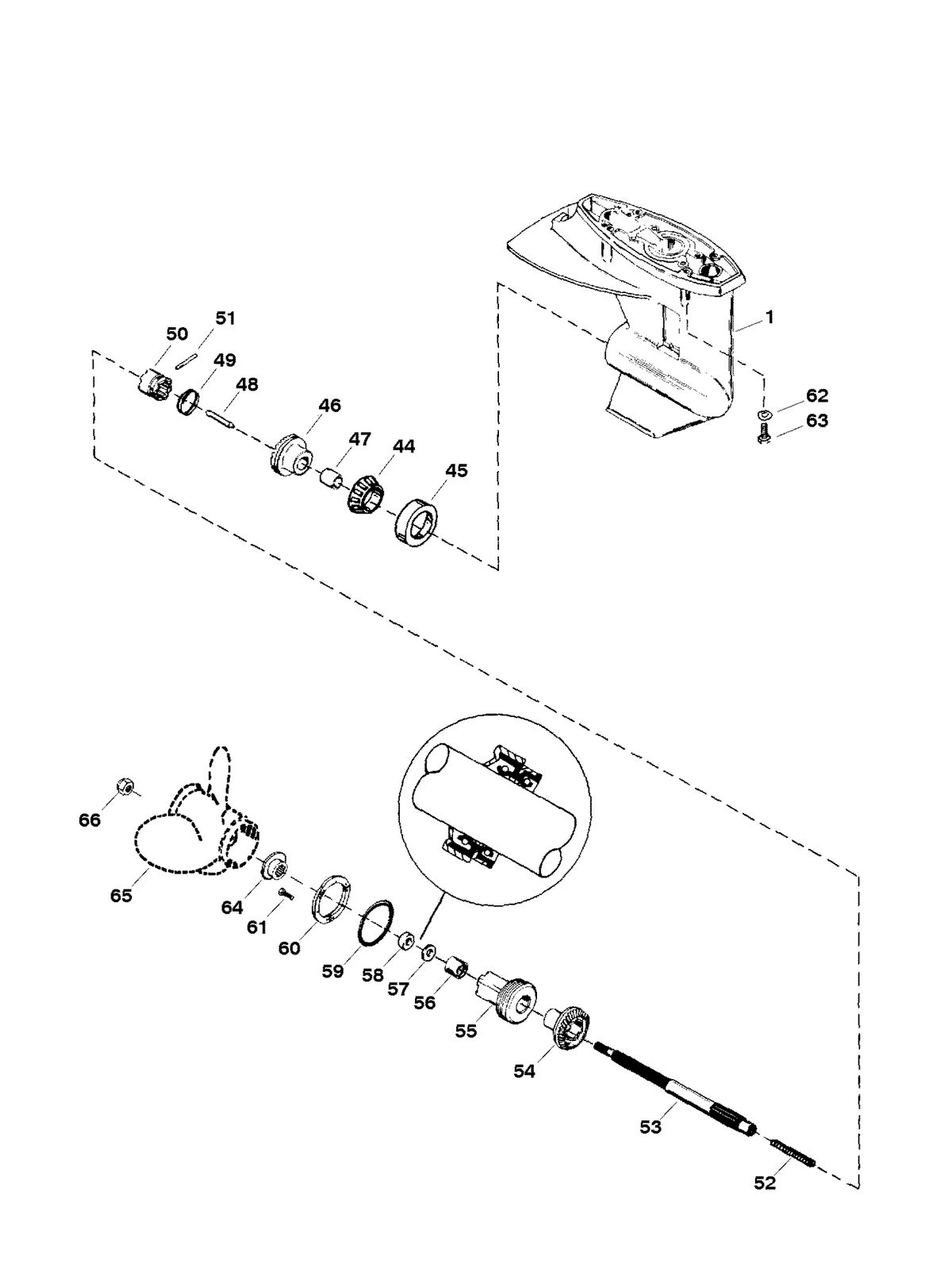 FORCE FORCE 25HP GEAR HOUSING ASSEMBLY (PROPELLER SHAFT)
