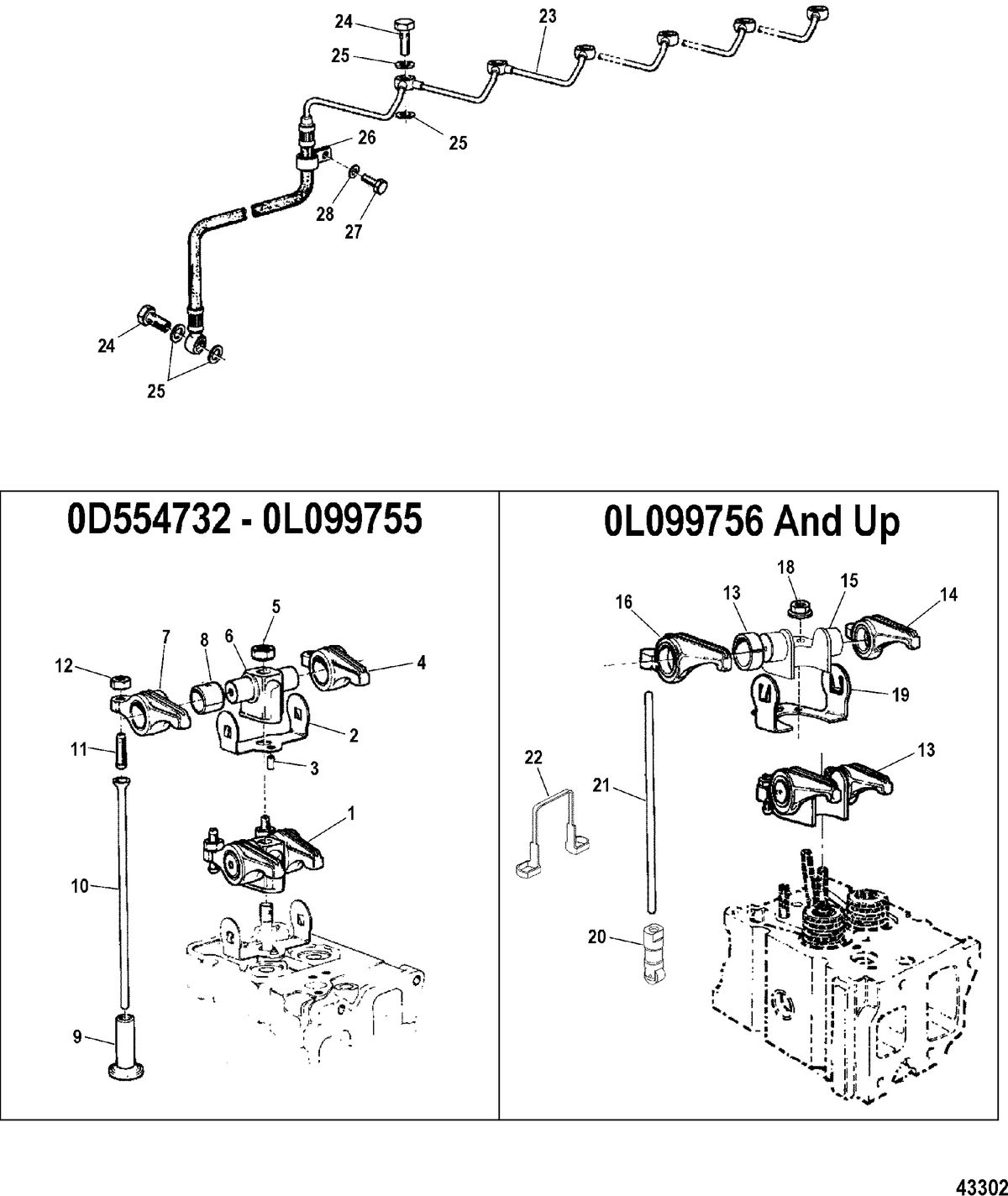 MERCRUISER D4.2L/220 IDI DIESEL Rocker Arm and Oil Lines