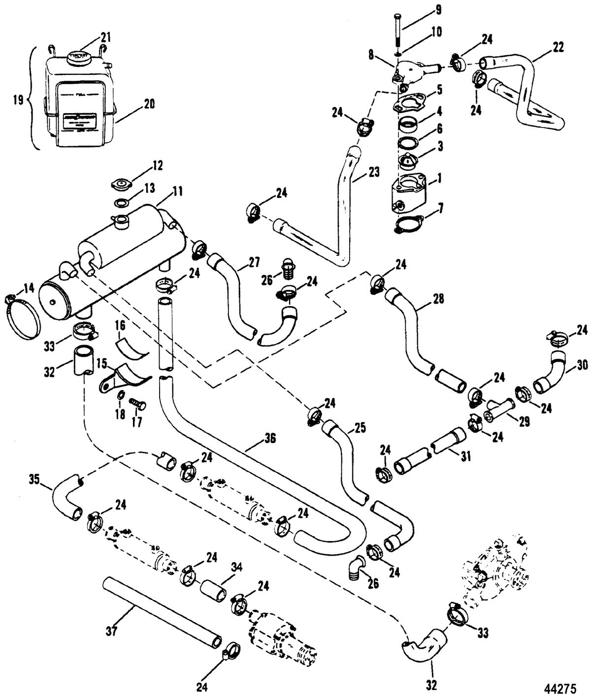 MERCRUISER 7.4L (MIE) HURTH/BORG WARNER (GEN V) CLOSED COOLING SYSTEM(BORG WARNER)