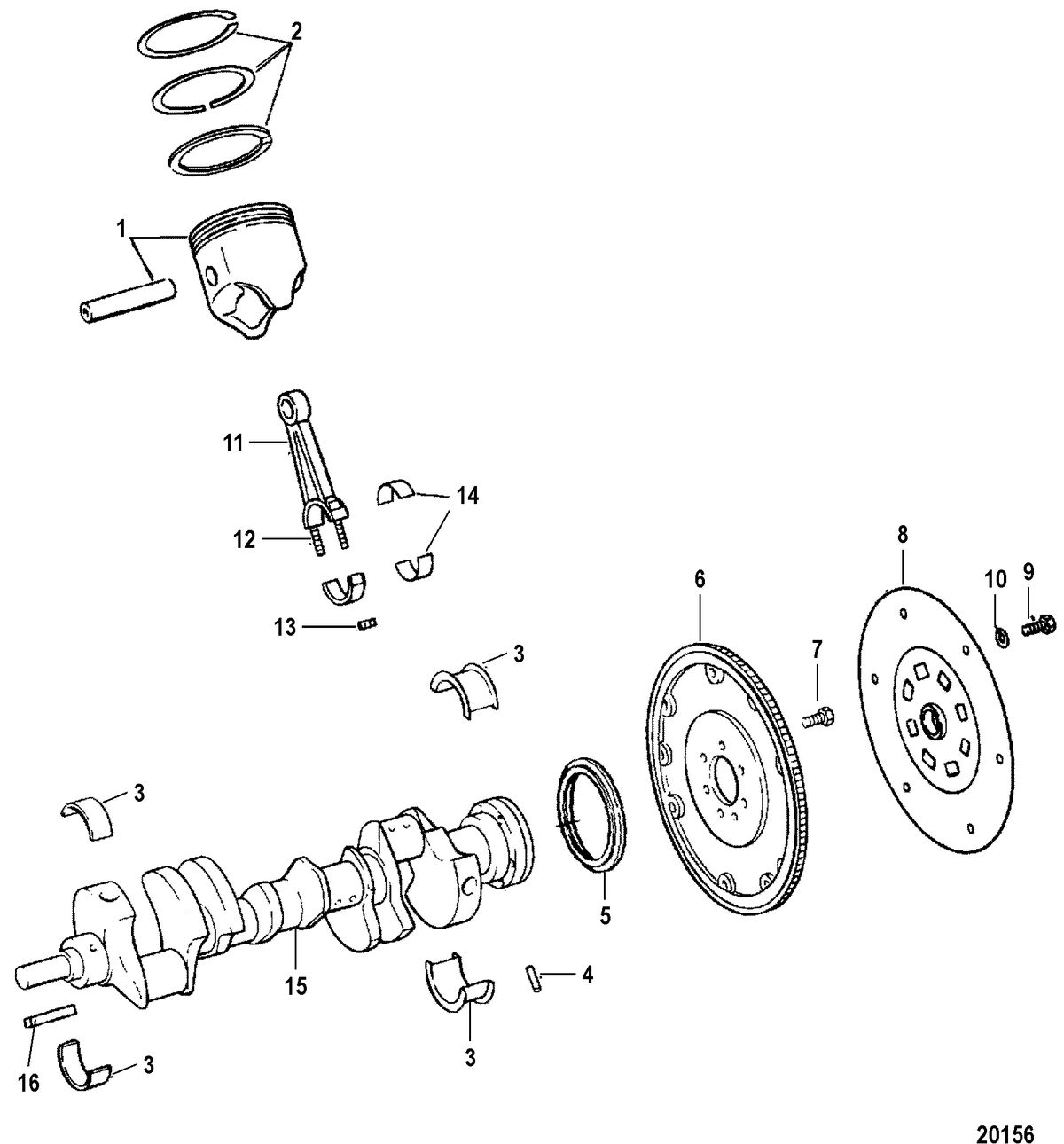 MERCRUISER 454 MAG MPI HORIZON/MIE 8.2L MPI Crankshaft, Pistons and Connecting Rods