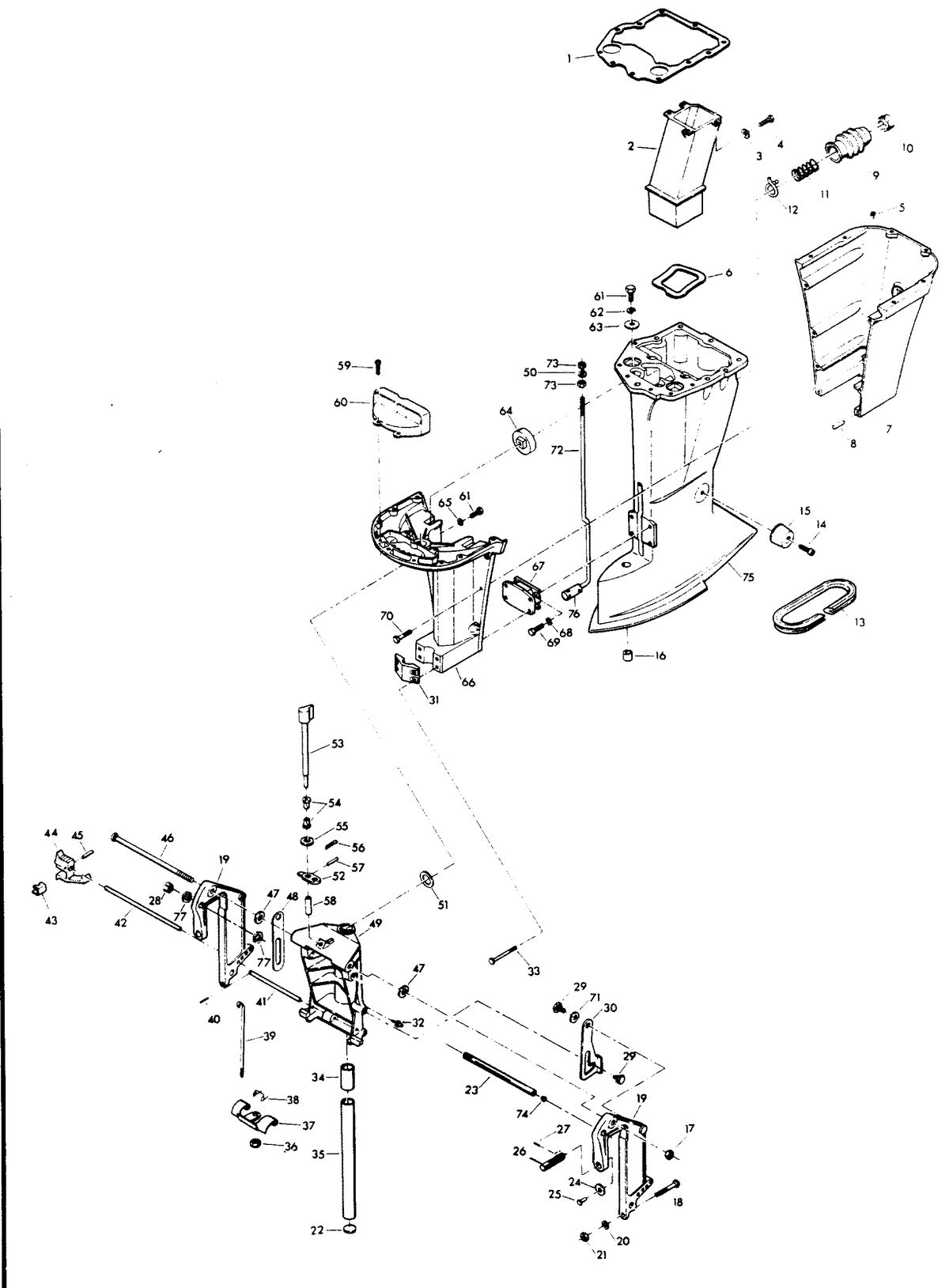 CHRYSLER 75 AND 90 H.P. MOTOR LEG