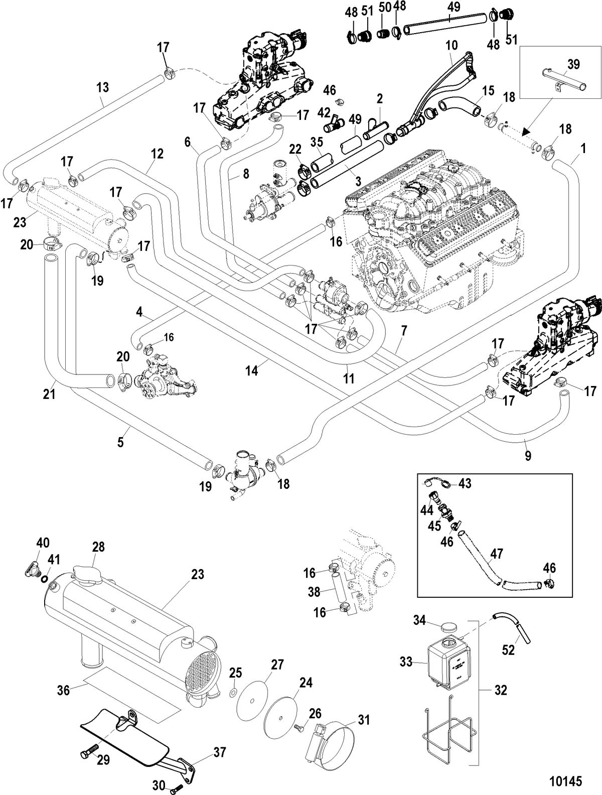MERCRUISER 5.0L,350 MAG,MX 6.2L MPI STERNDRIVE Closed Cooling System - BRAVO