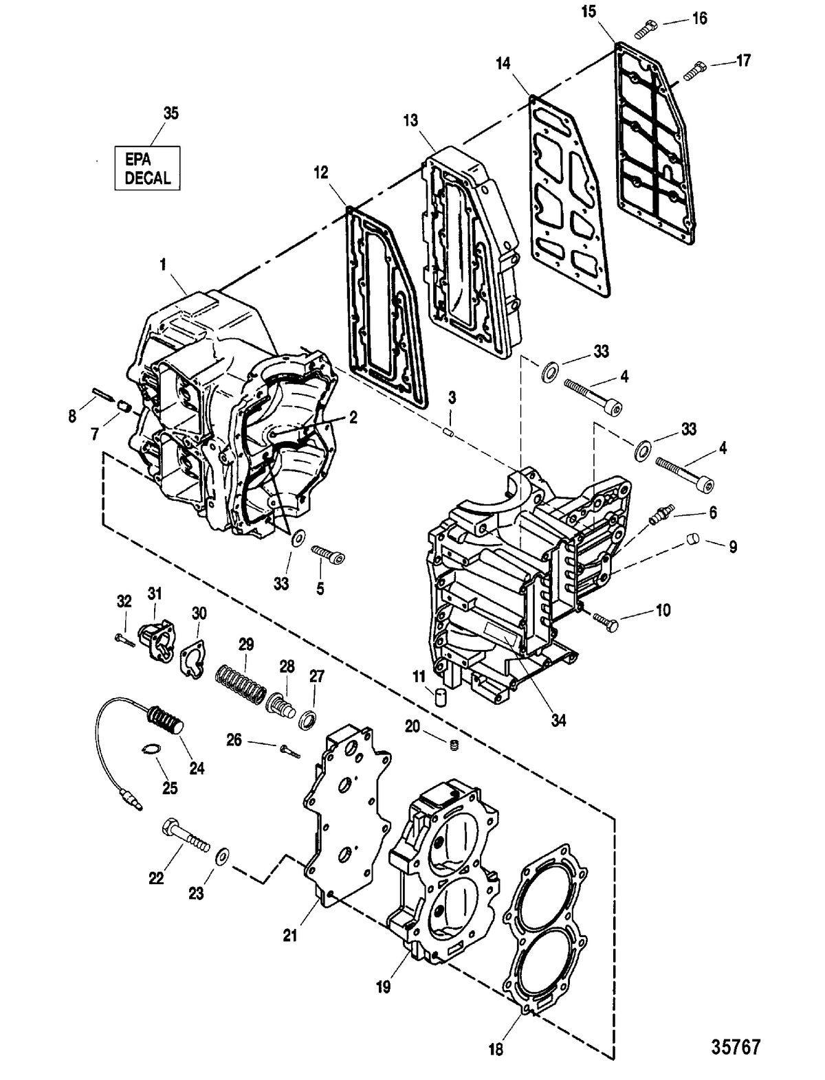 FORCE FORCE 40/50 H.P. (1998-1999) Cylinder Block Assembly