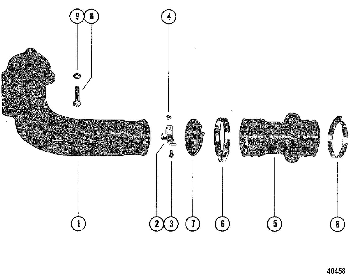 MERCRUISER 120 ENGINE EXHAUST ELBOW ASSEMBLY