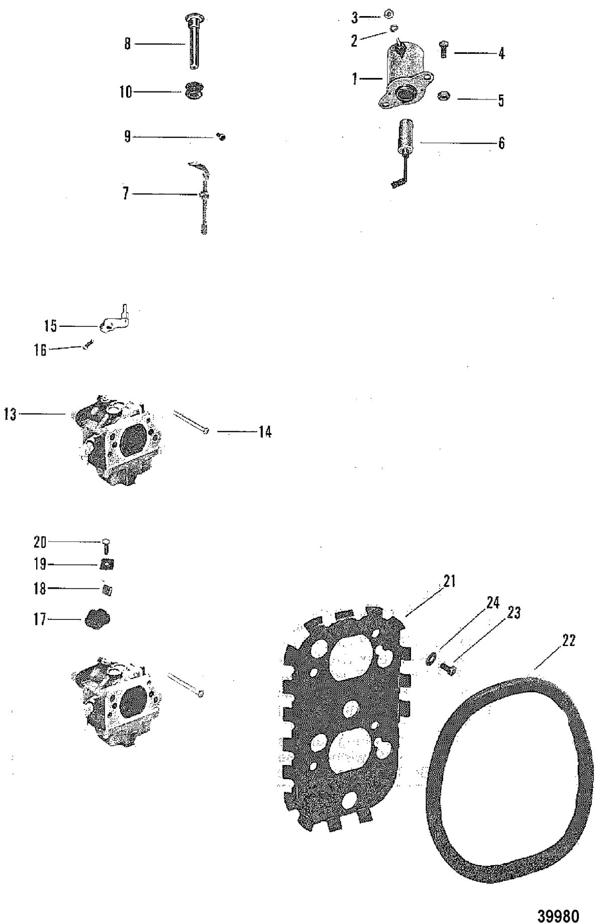 MERCURY MERCURY 70 CARBURETOR LINKAGE AND CHOKE SOLENOID