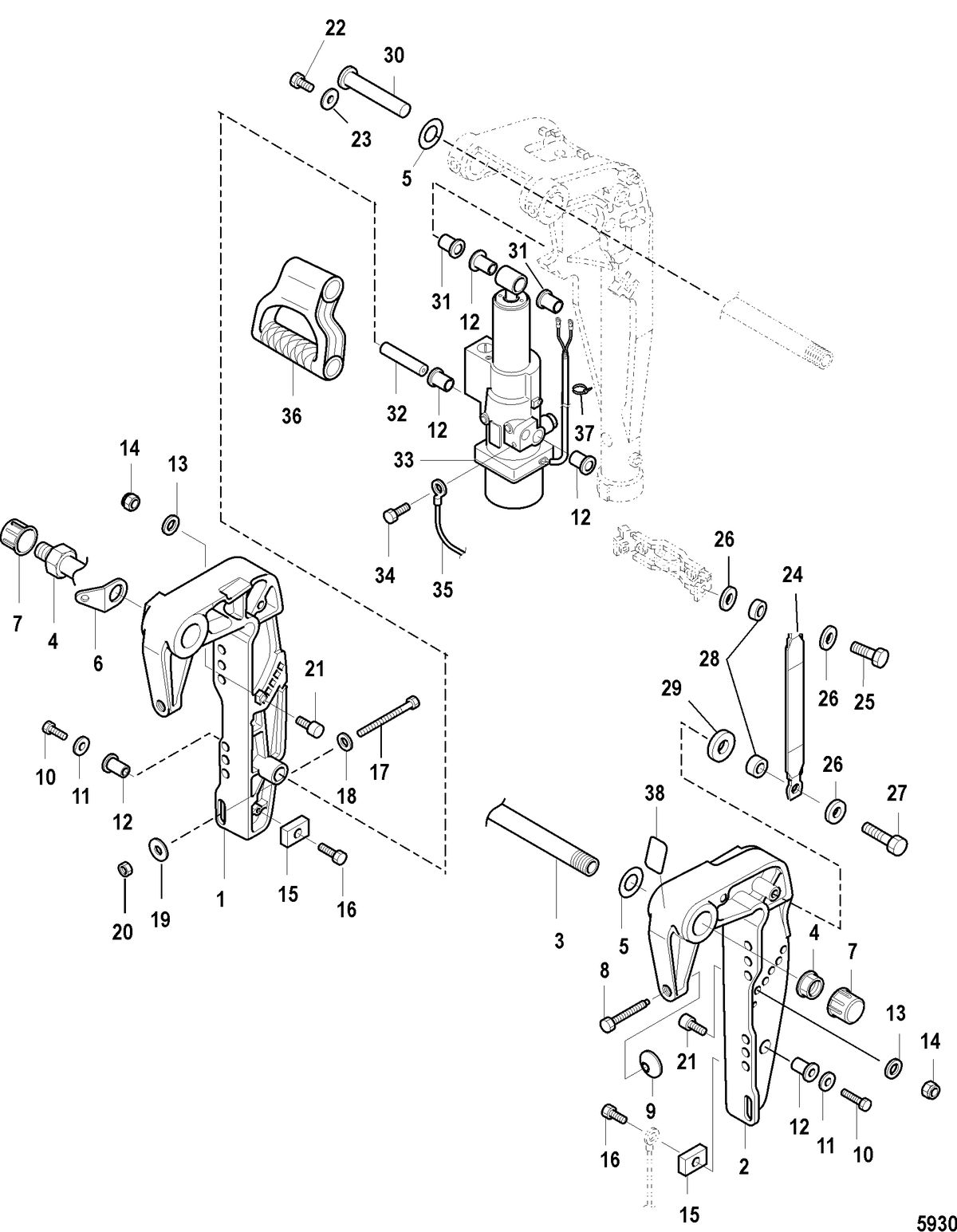 MERCURY/MARINER 8/9.9 (209CC) 4-STROKE Clamp Brackets, Power Tilt