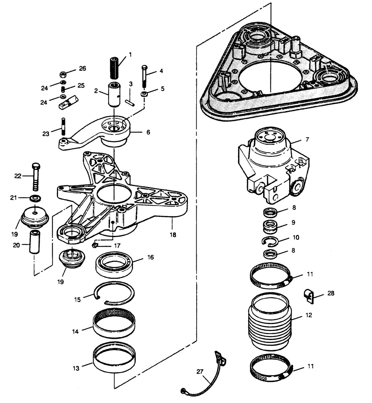 FORCE FORCE 1990 90 H.P. "A" MODEL L-DRIVE MOUNT AND STEERING YOKE