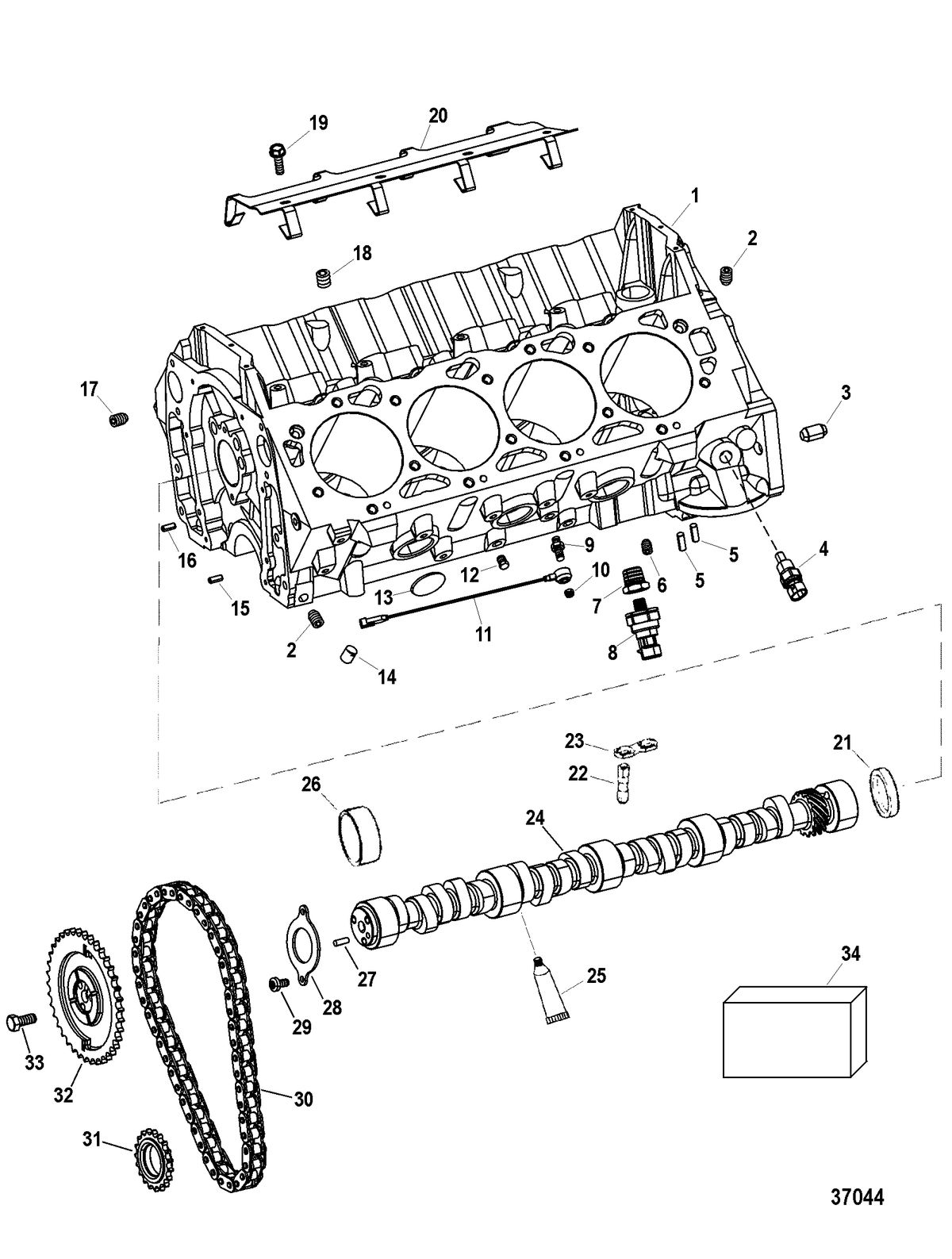 RACE STERNDRIVE 525 EFI Engine Components(Cylinder Block And Camshaft)