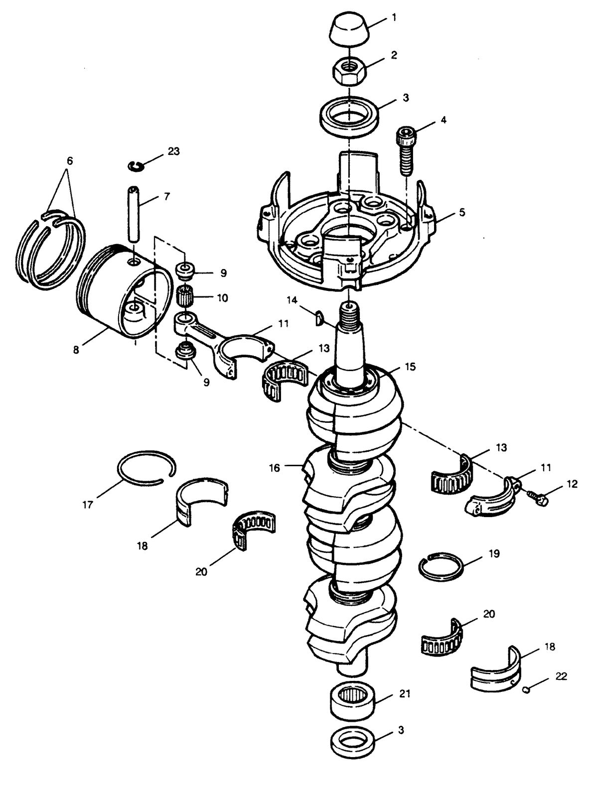FORCE FORCE 1990 120 H.P. "C" MODELS L-DRIVE CRANKSHAFT AND PISTON